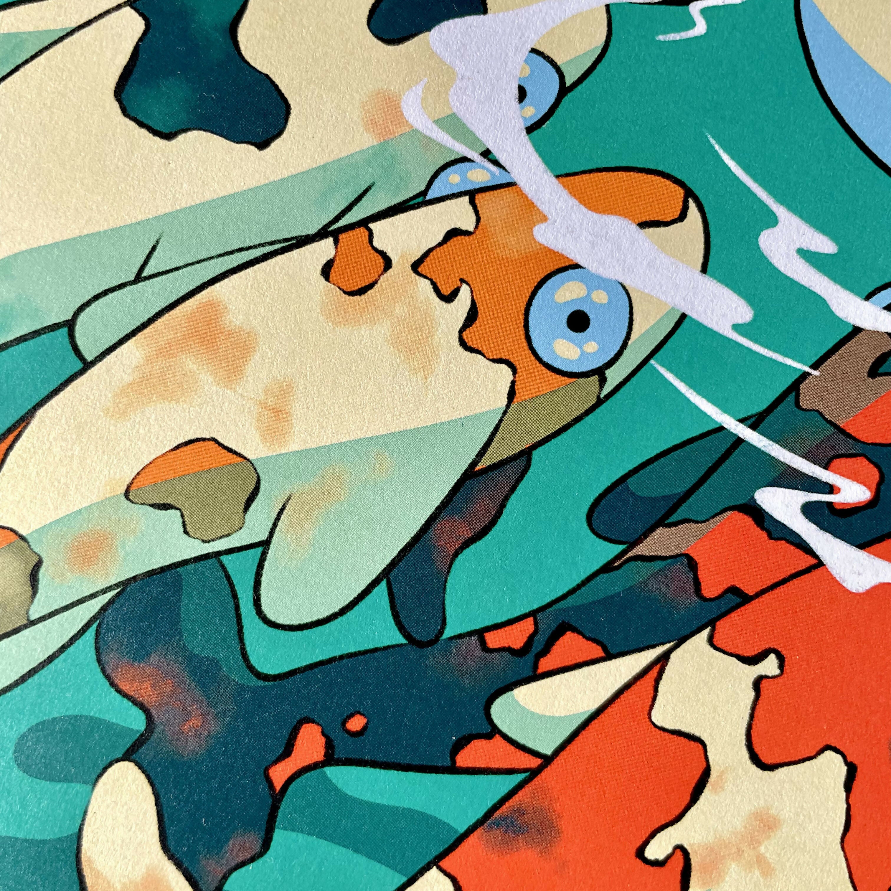 A Duck and Some Fish A3 Print