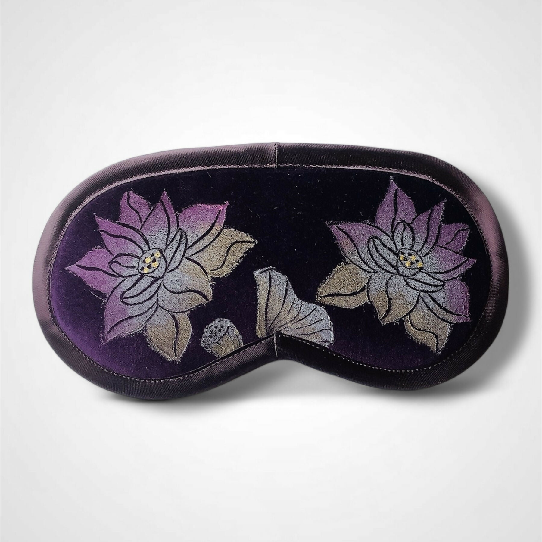 Lotus Flower Aubergine Velvet Lavender Eye Mask