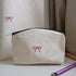 Hand Embroidered Pink Bow Makeup Bag