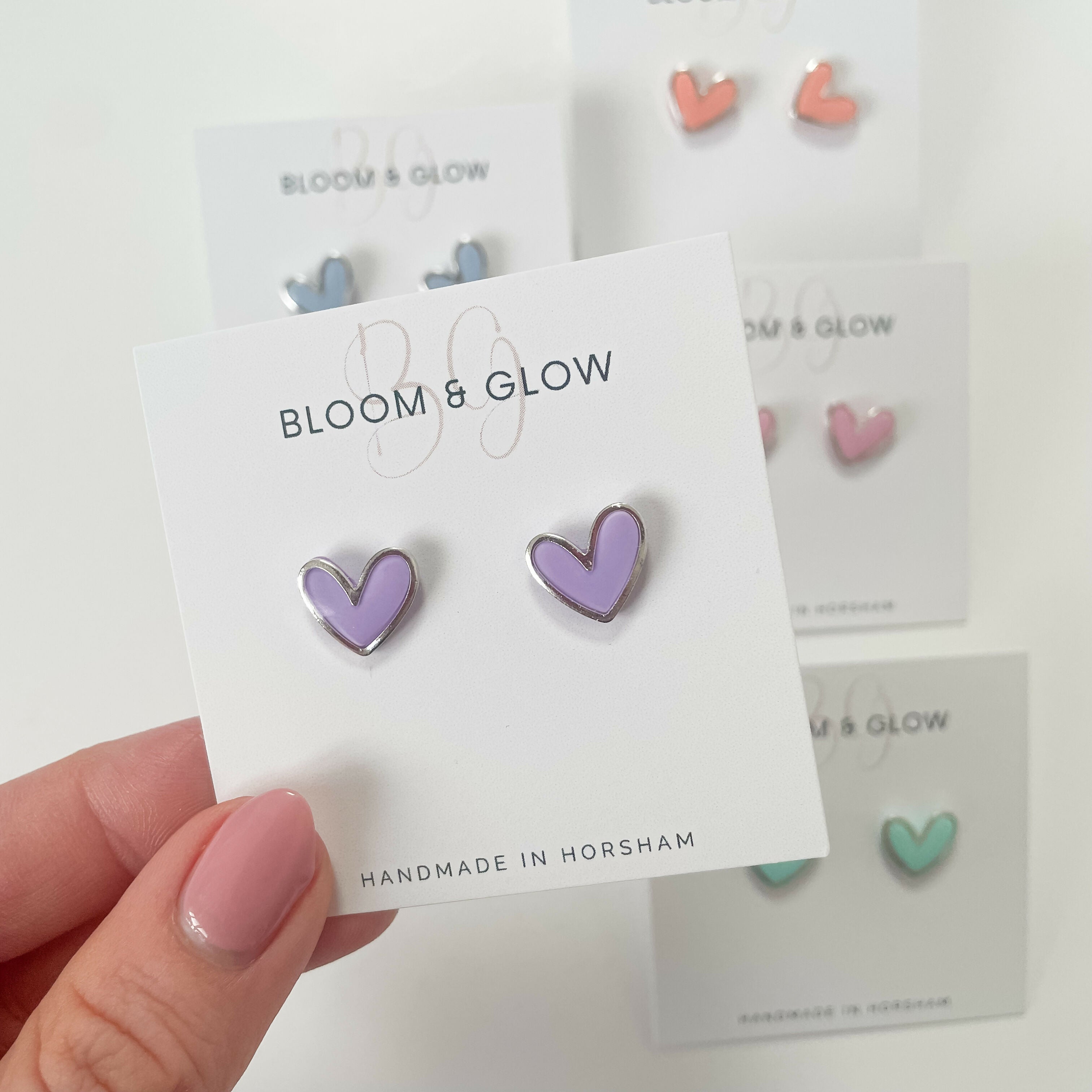 Pastel Heart Studs with Silver Edging | Art & Soul