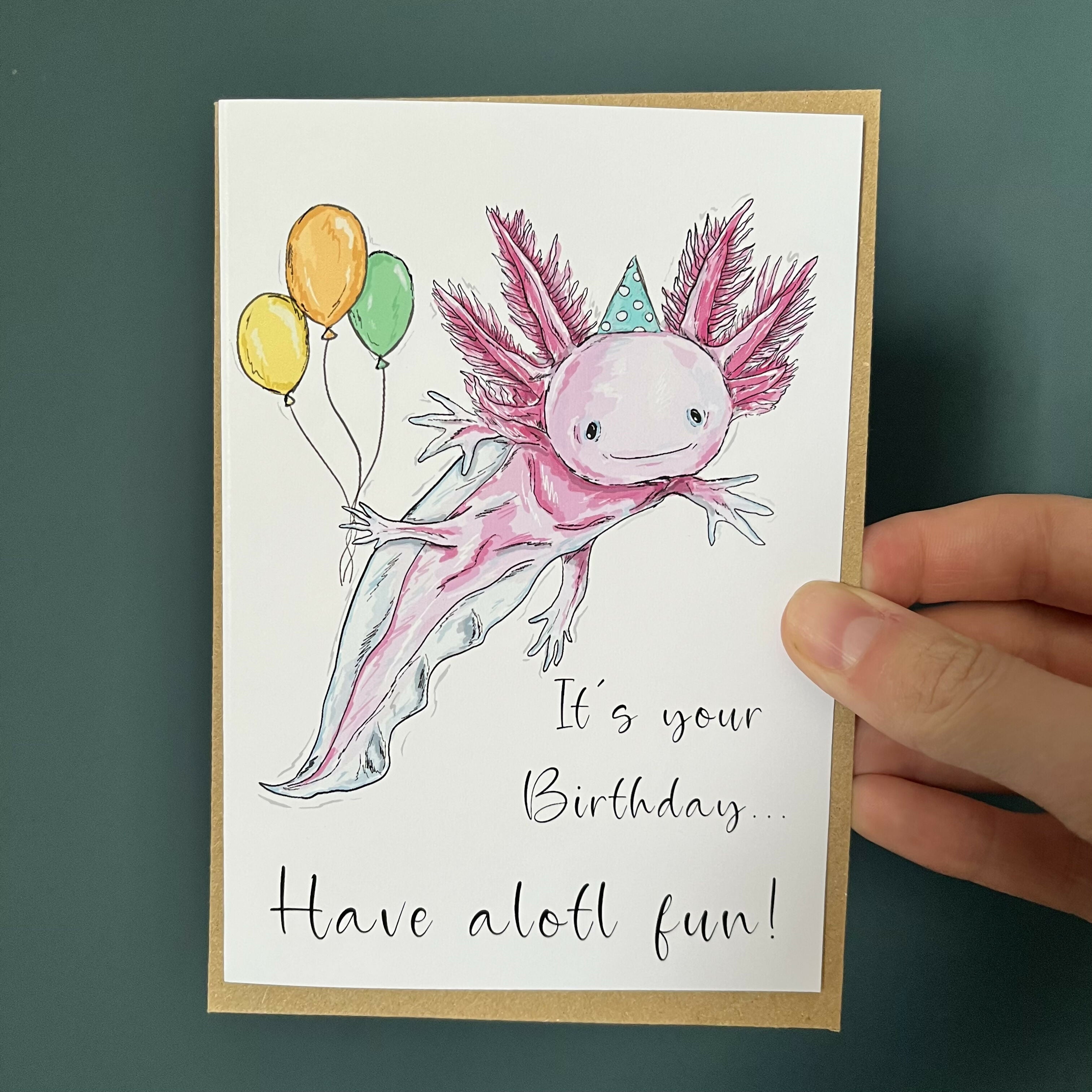 Axolotl Birthday Card