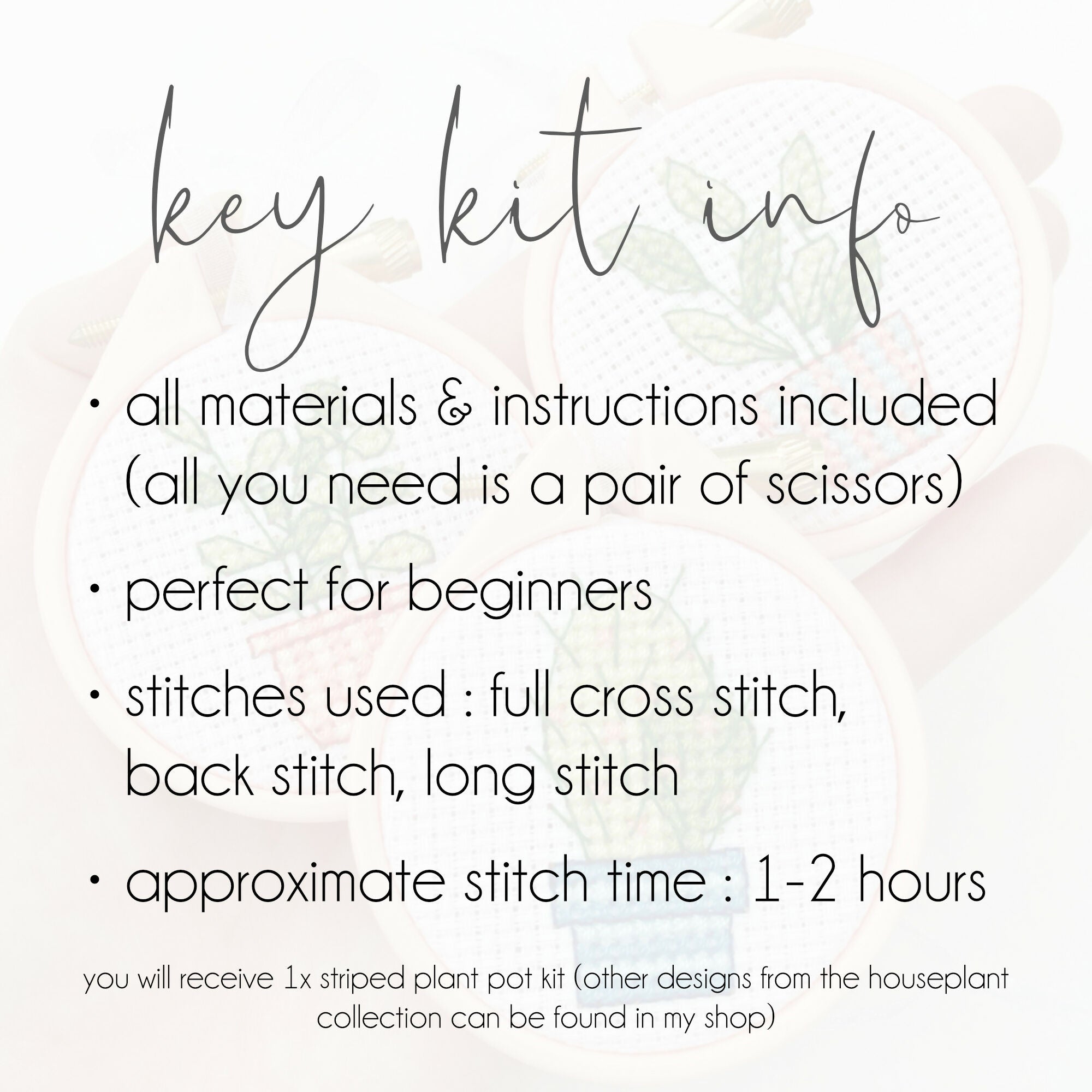 Mini Stripe Plant Cross Stitch Kit