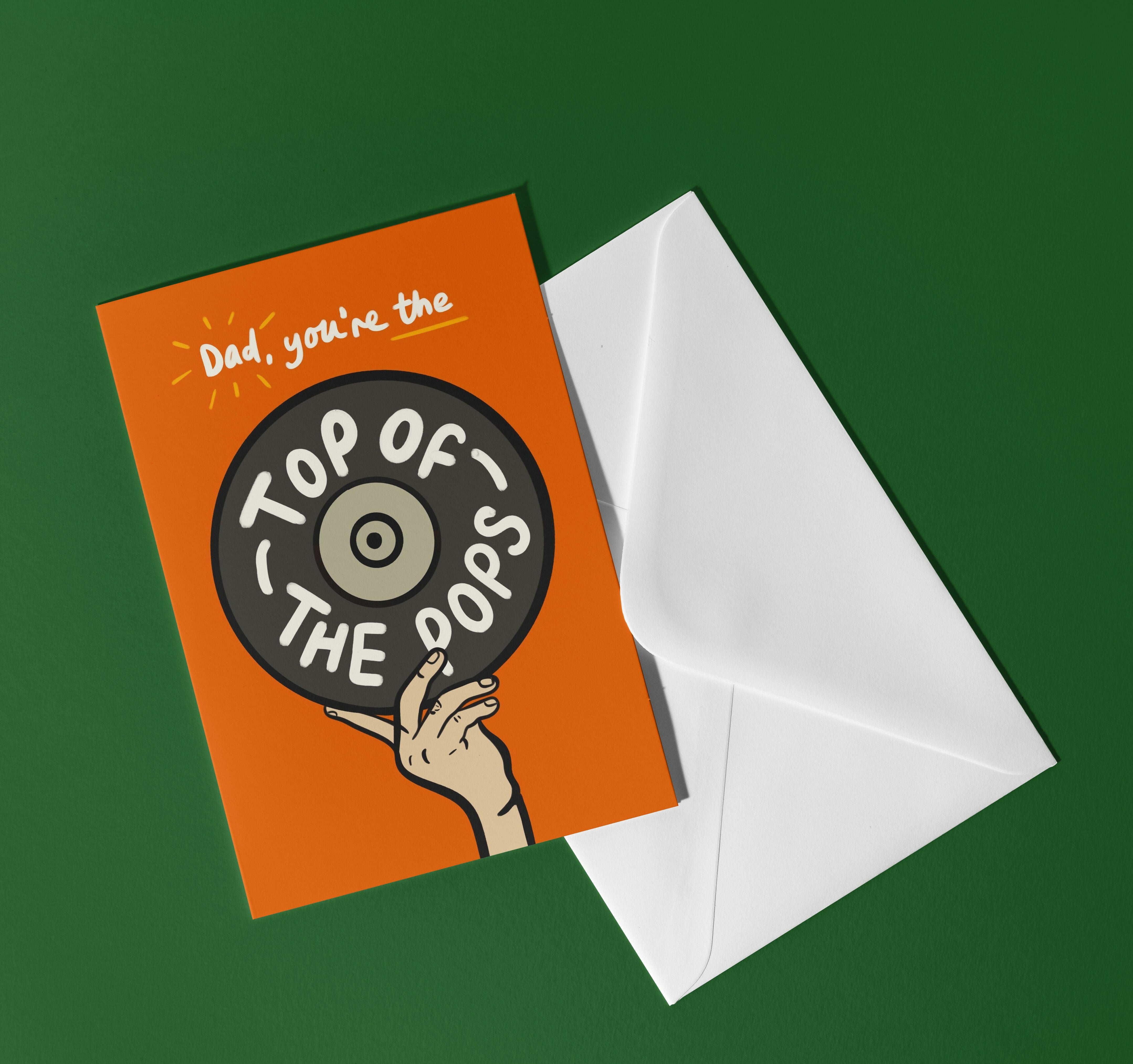 Orange card with 'Top of the pops' on.