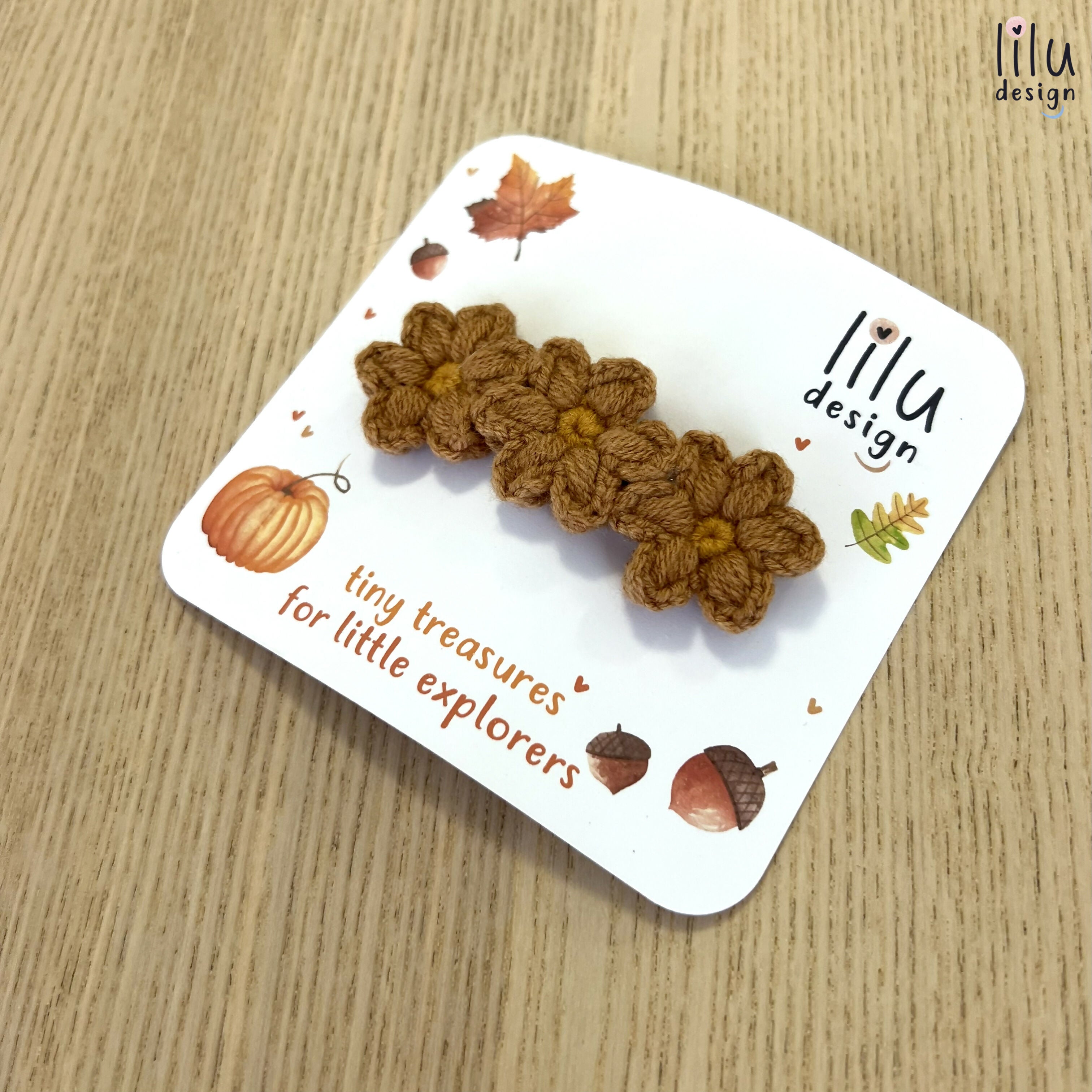 Crochet Hair Clip - Three Daisies