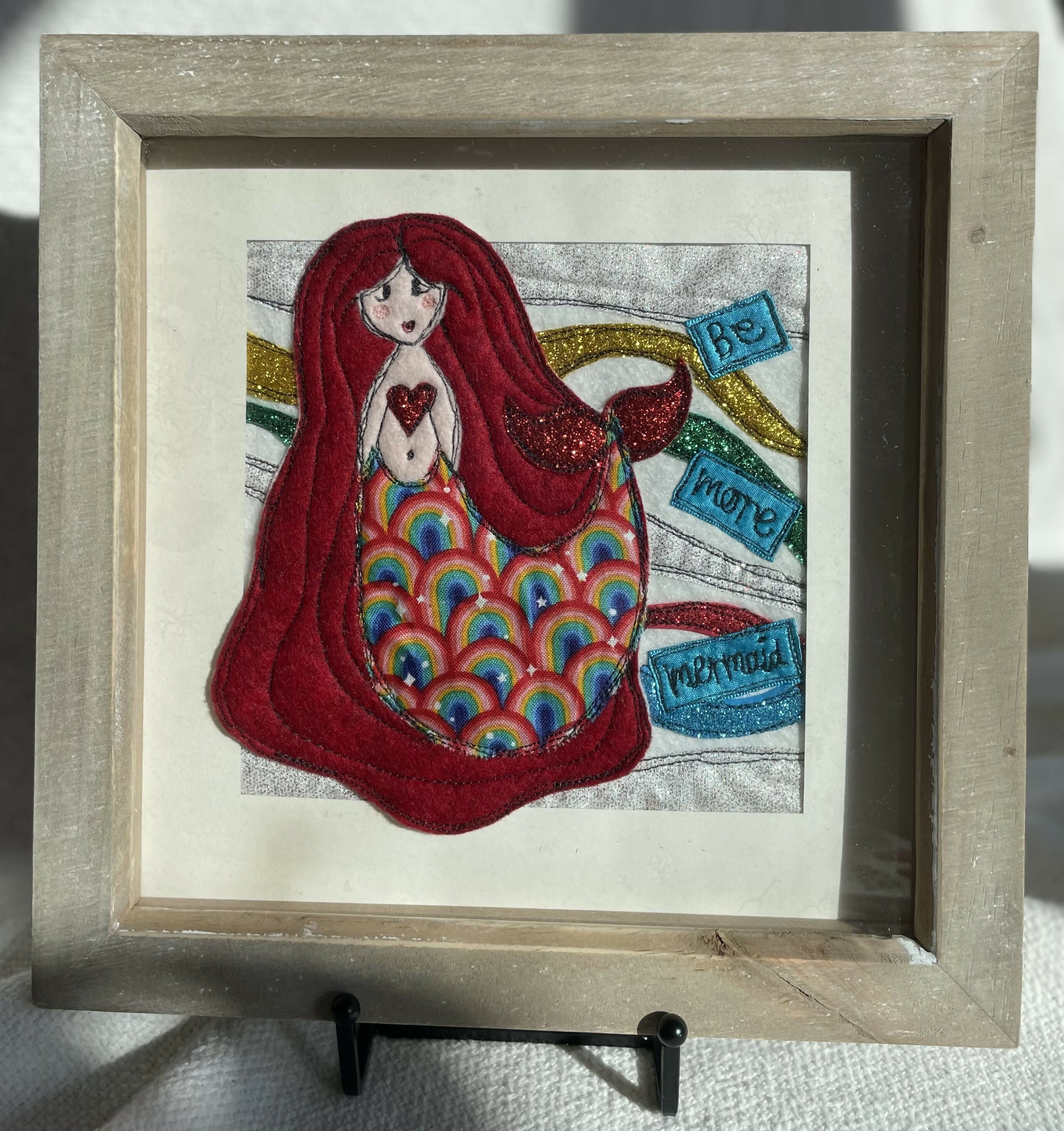 Mermaid Original Framed Textile Art