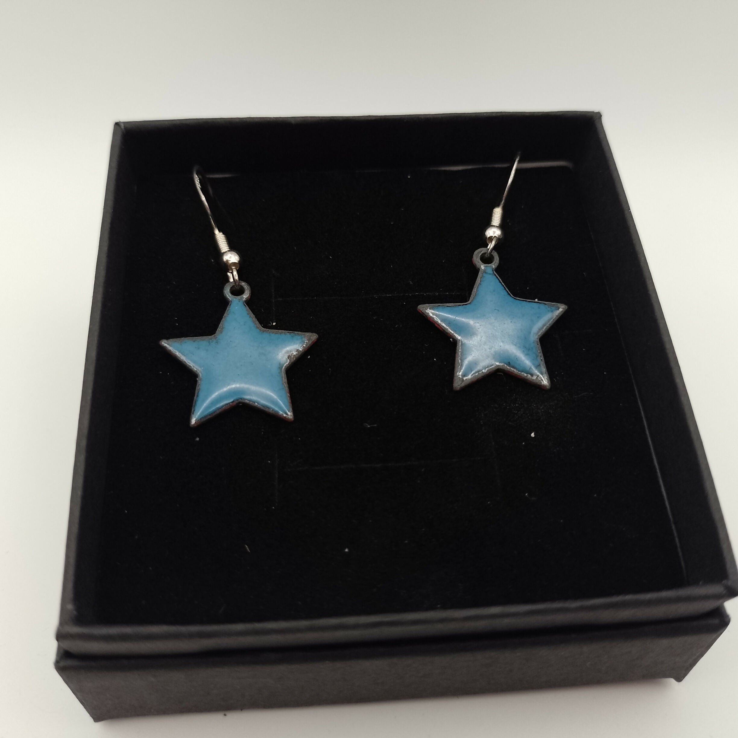 Blue Star Enamel Earrrings