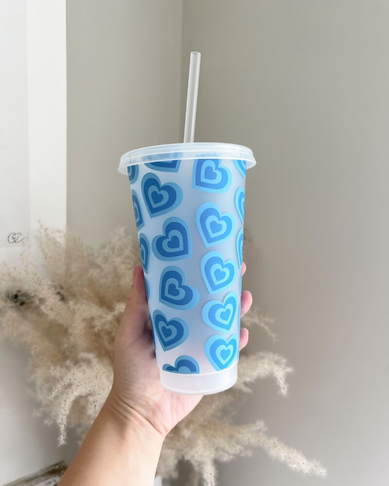 Retro Hearts 24oz Cold Cup