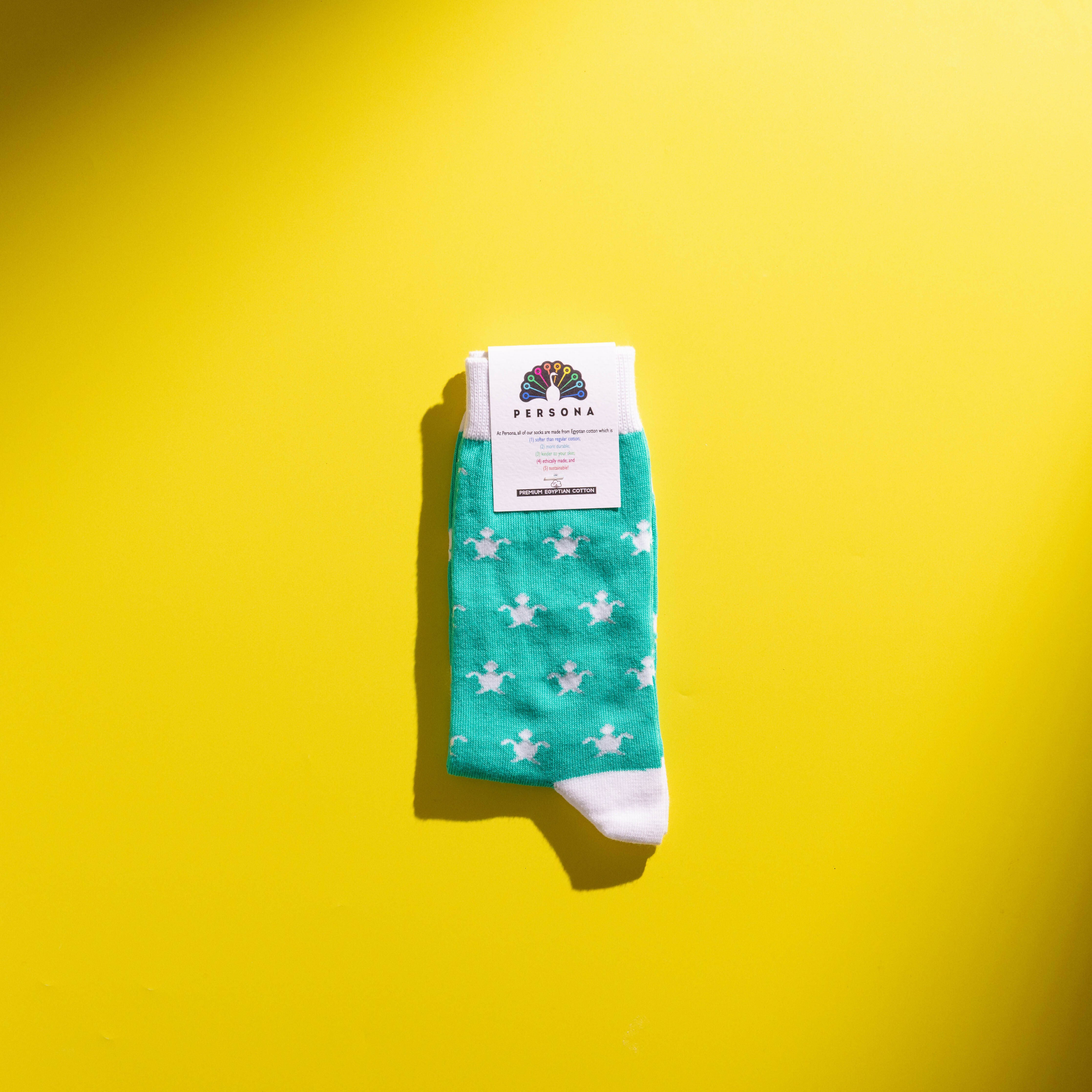 Persona White Turtle Pattern Egyptian Cotton Men's Socks | UK 6.5 - 11