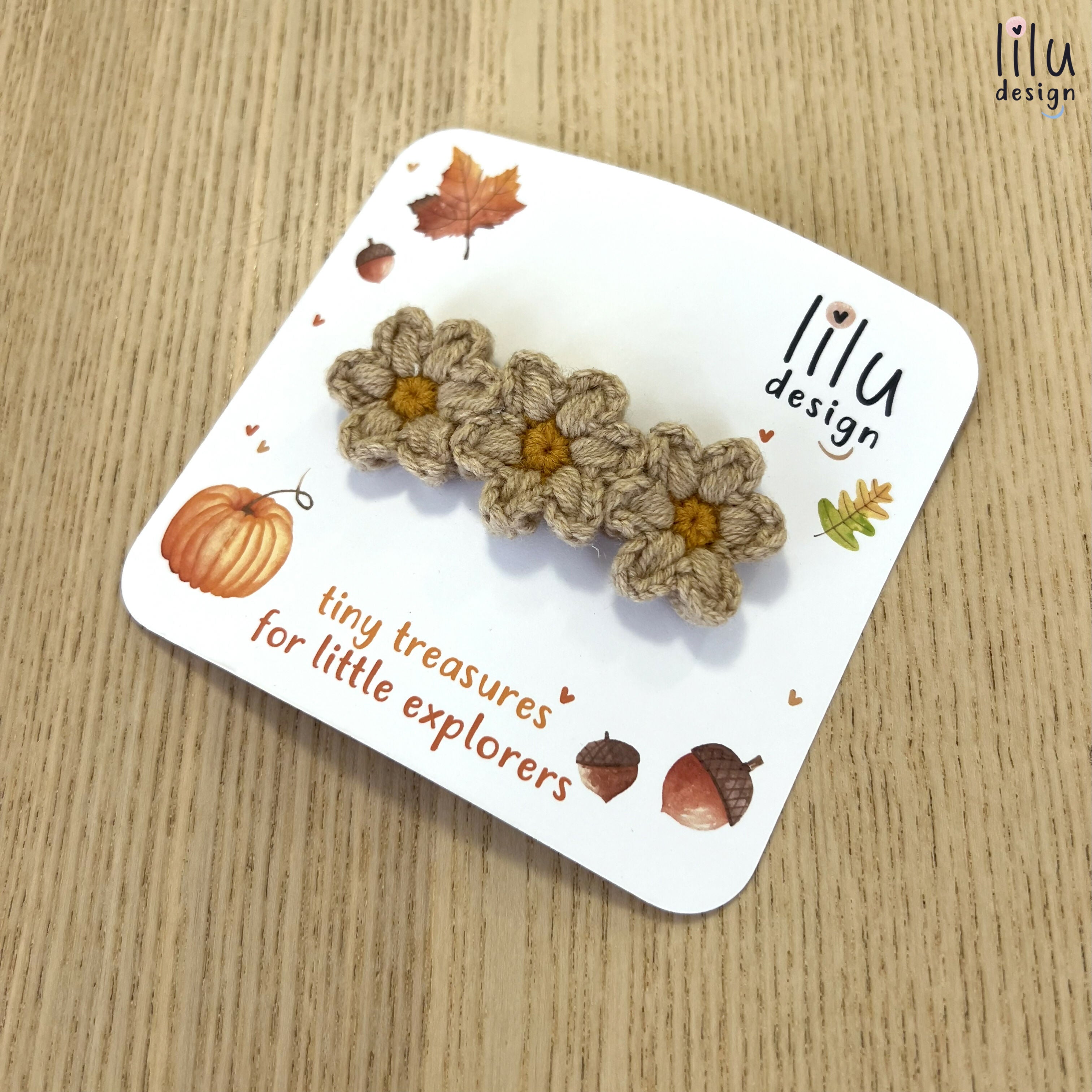 Crochet Hair Clip - Three Daisies