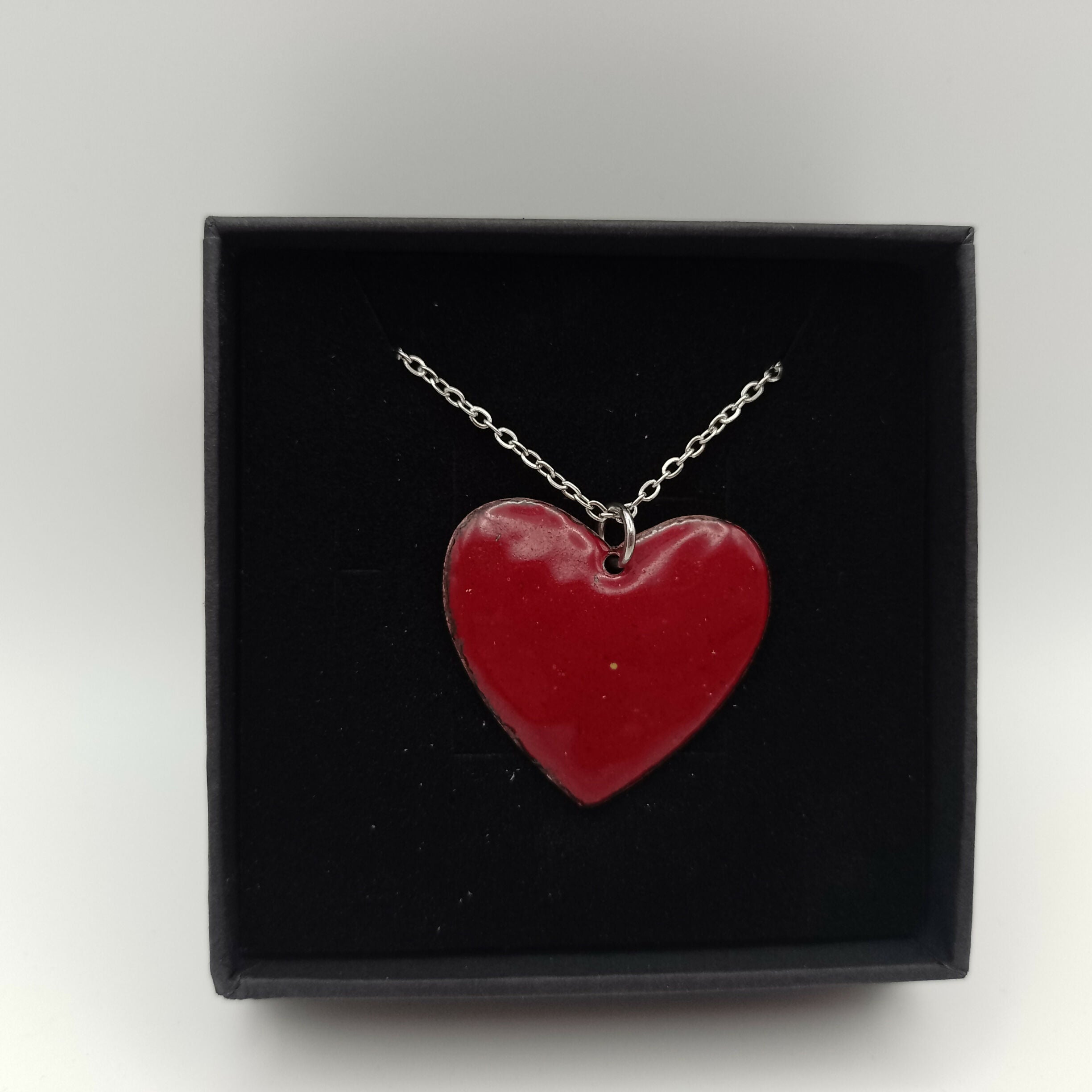 Dark Red Enamel Heart Pendant