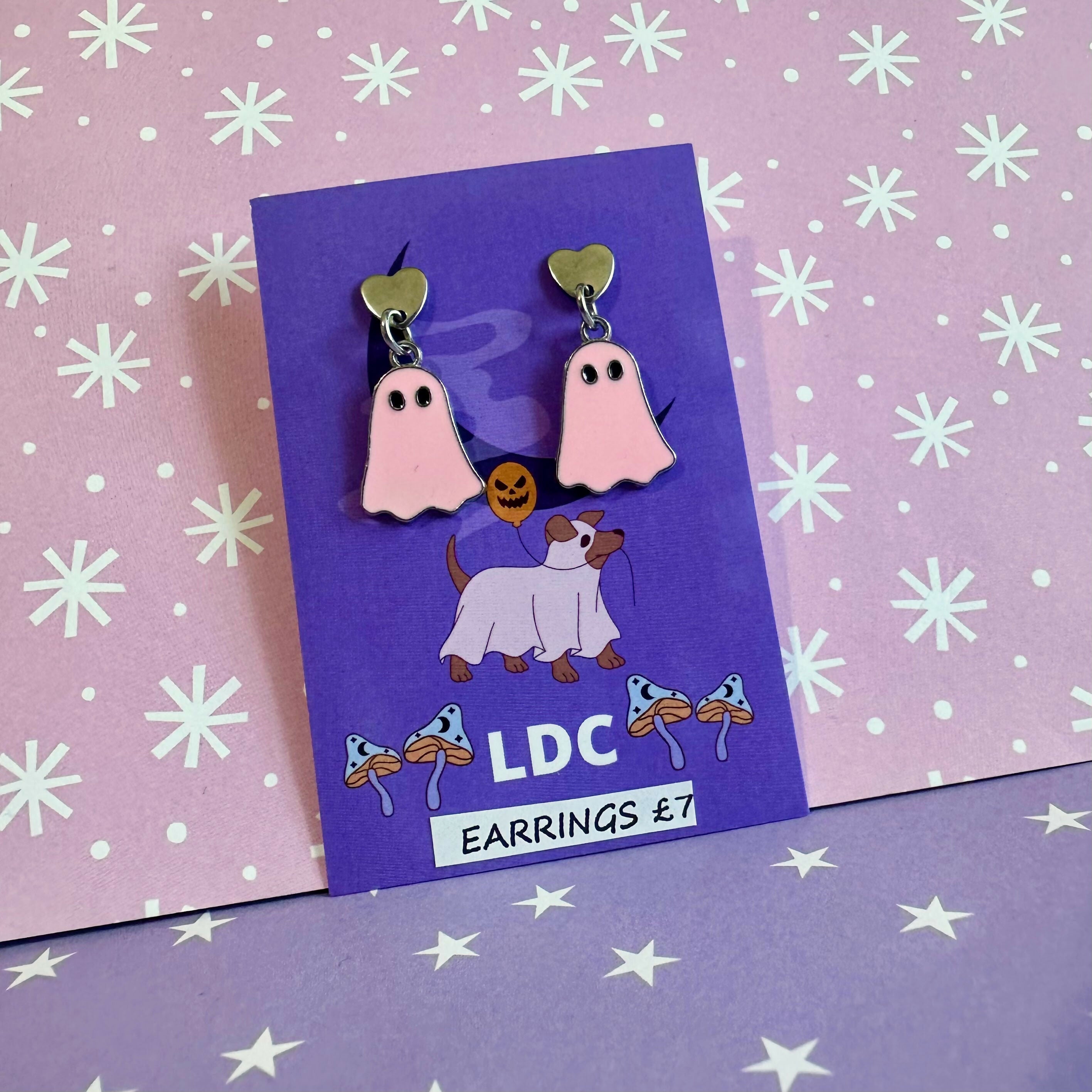 Ghost Drop Stud Earrings