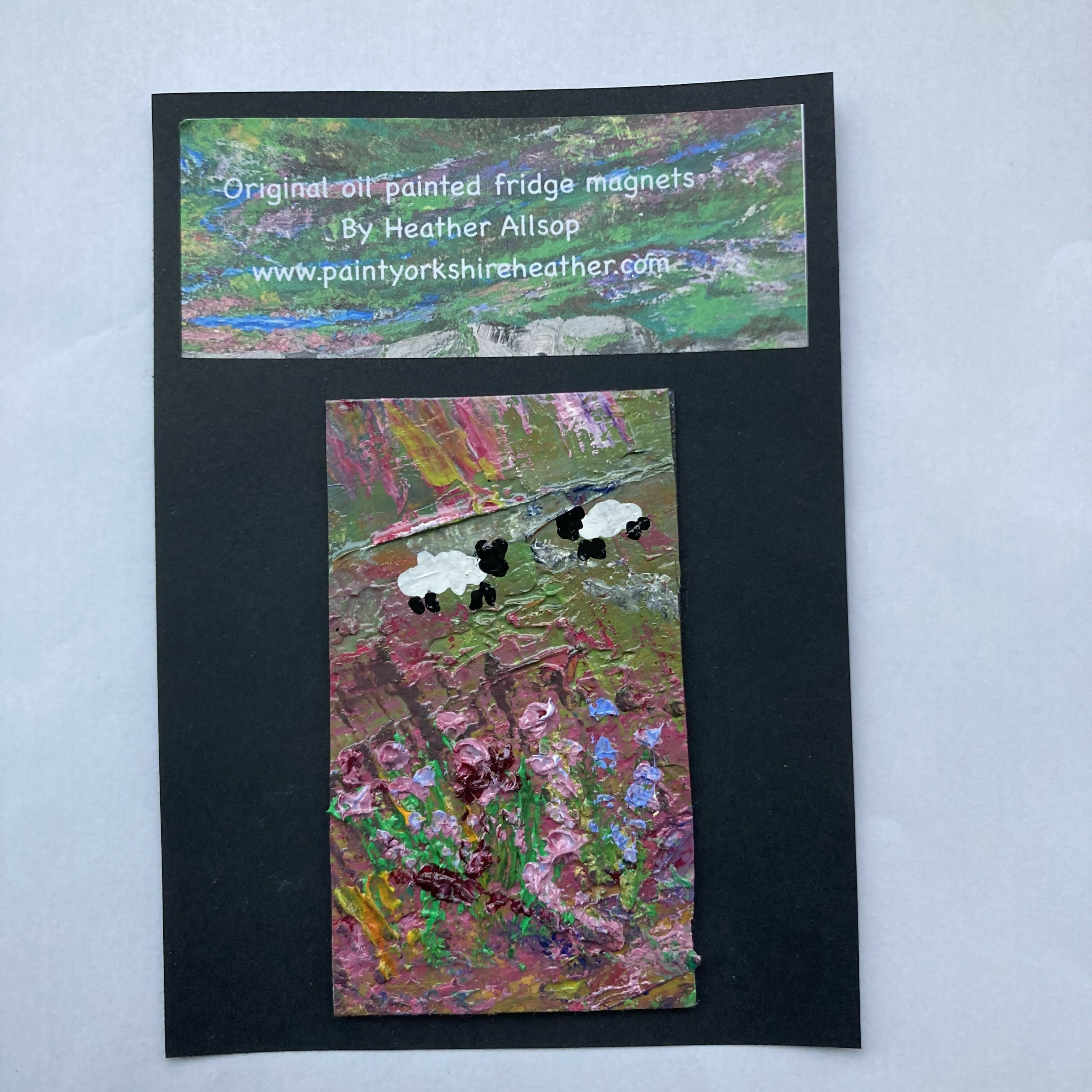 Sheep In Heather Oil Painting Mini Canvas Fridge Magnet