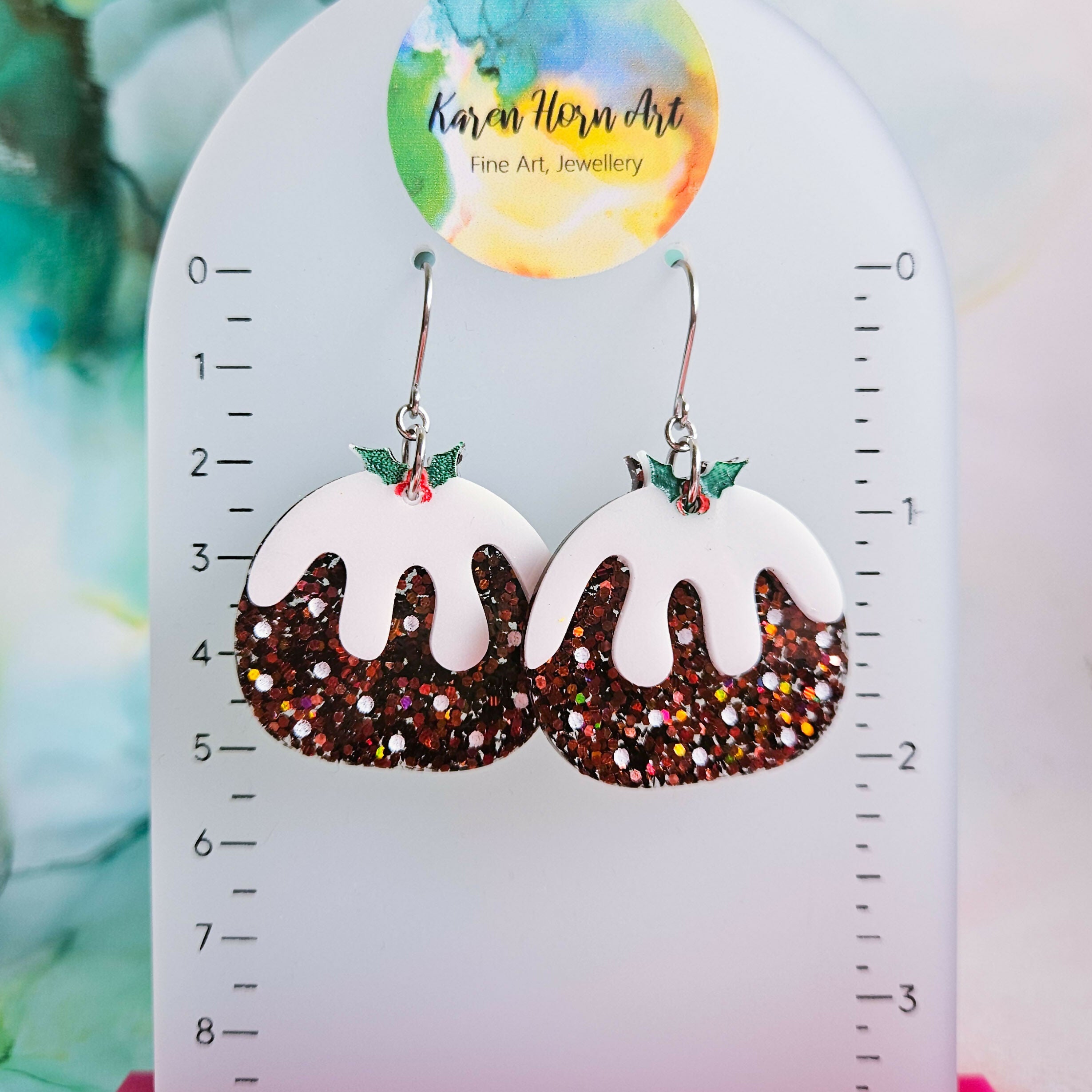 Handmade Christmas Pudding Resin Earrings