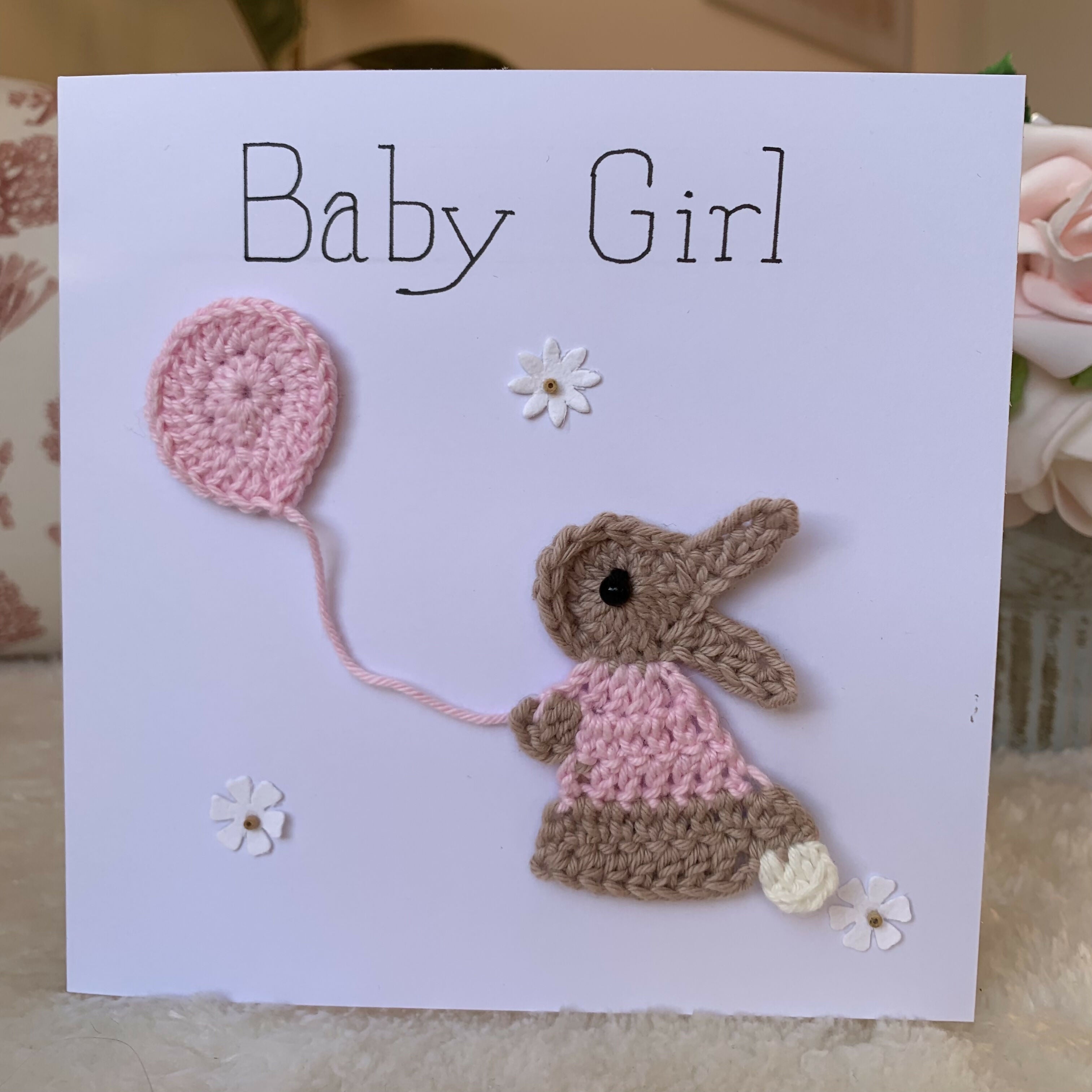 Baby Crocheted card with Rabbit