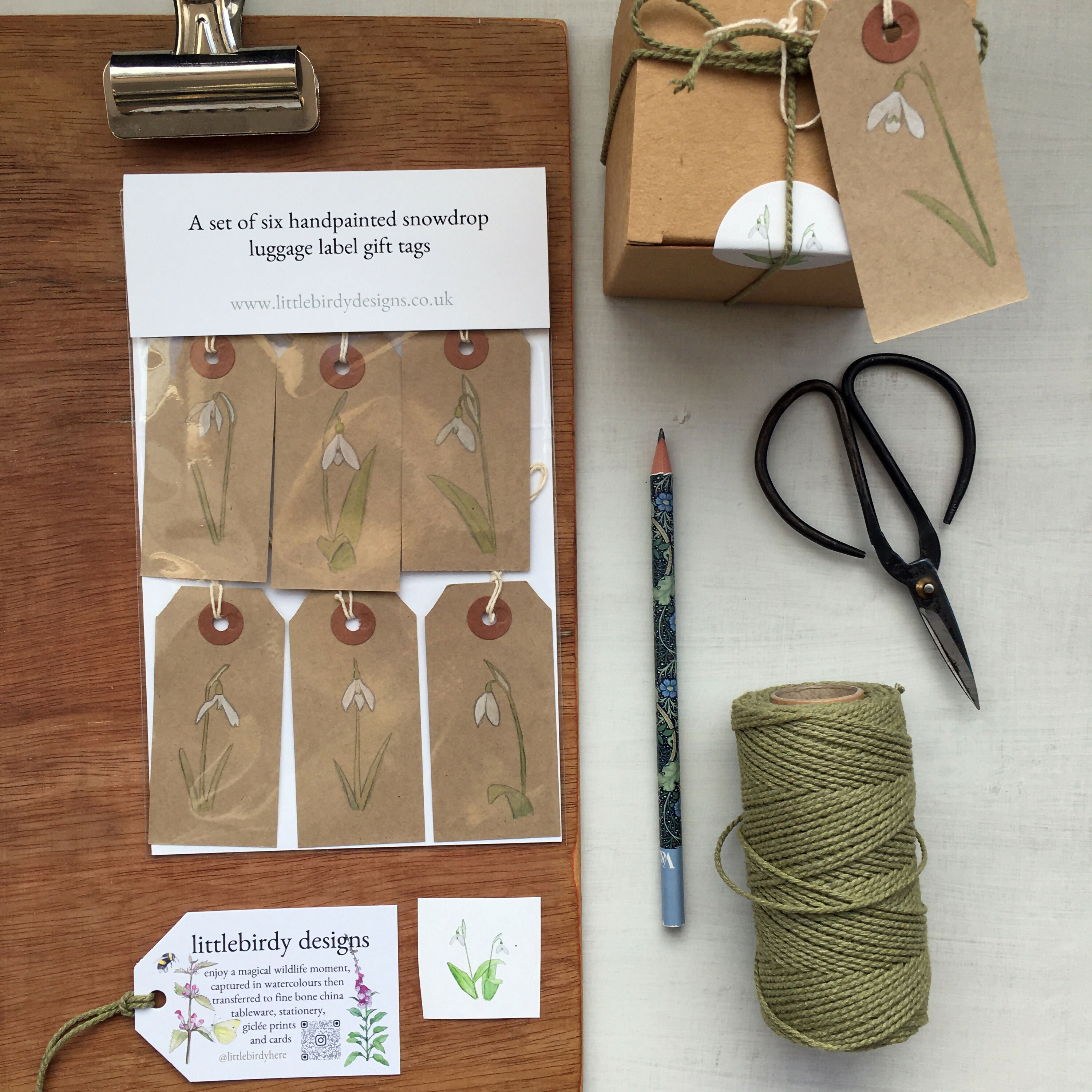 hand painted snowdrop stationery