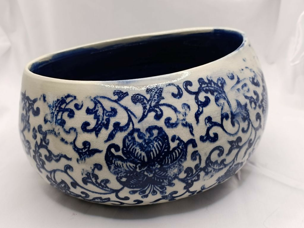 Blue & White Oval Posy Vase