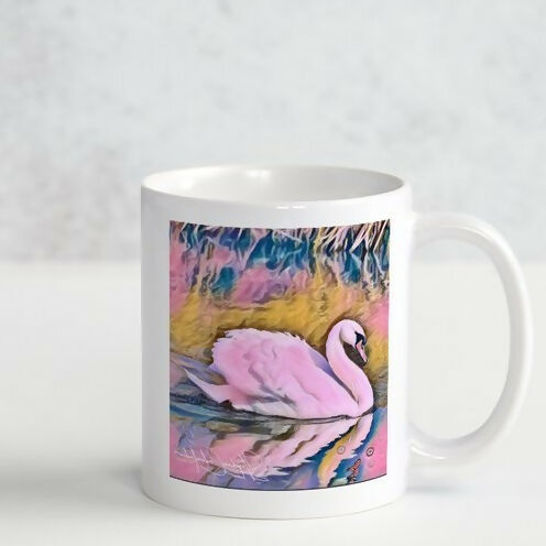 PINK SWAN DESIGNED MUG