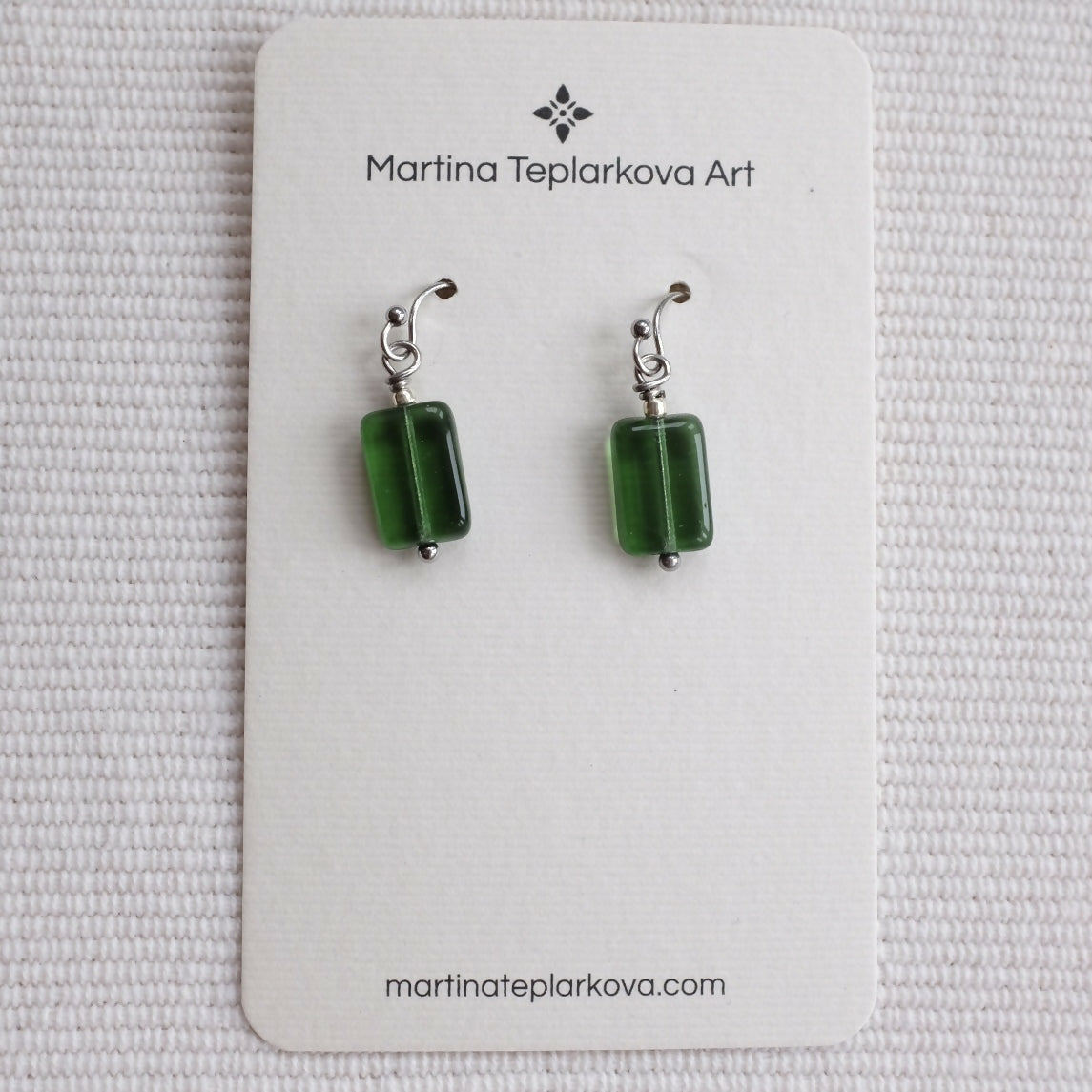 Dark Green Rectangle Earrings