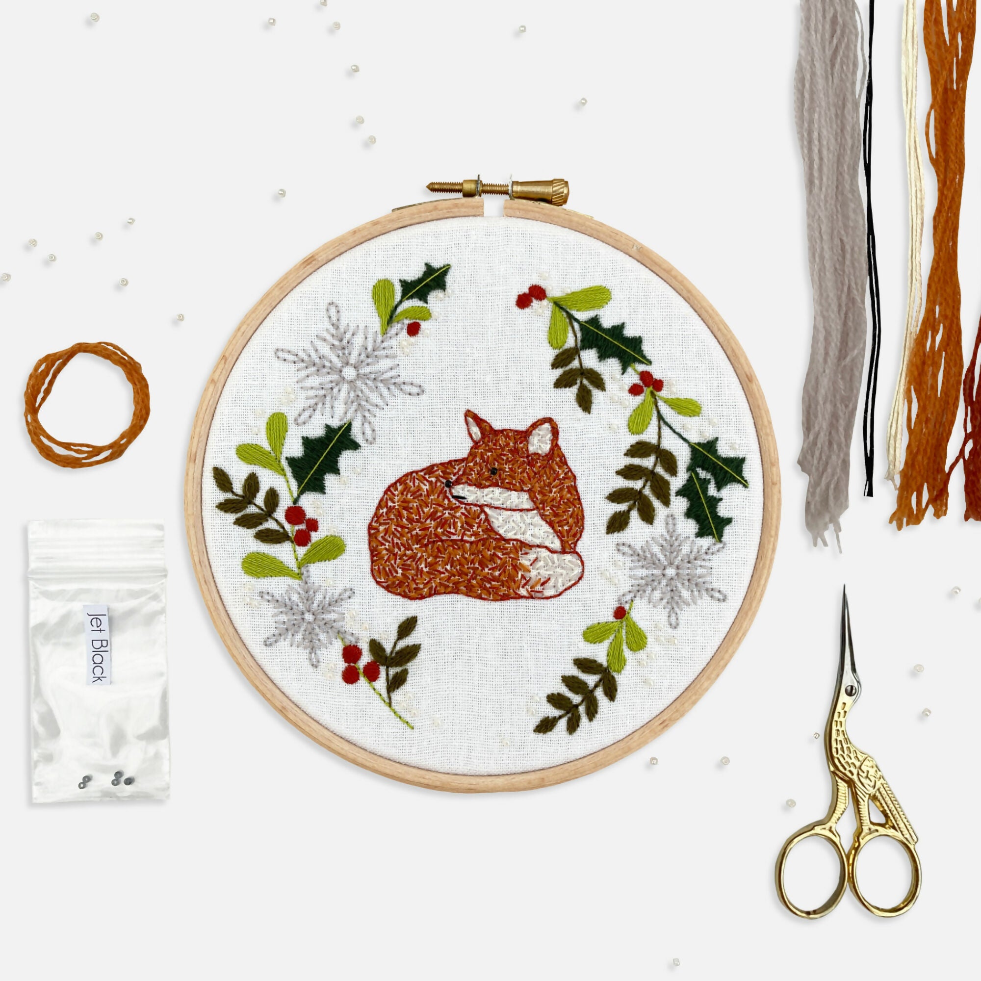 Christmas Fox Embroidery Kit