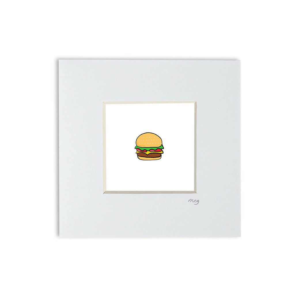 Burger 4x4" Mounted Mini Print