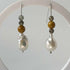 HEALING CRYSTAL & STERLING SILVER SOLAR PLEXUS CHAKRA EARRINGS WITH BAROQUE PEARLS