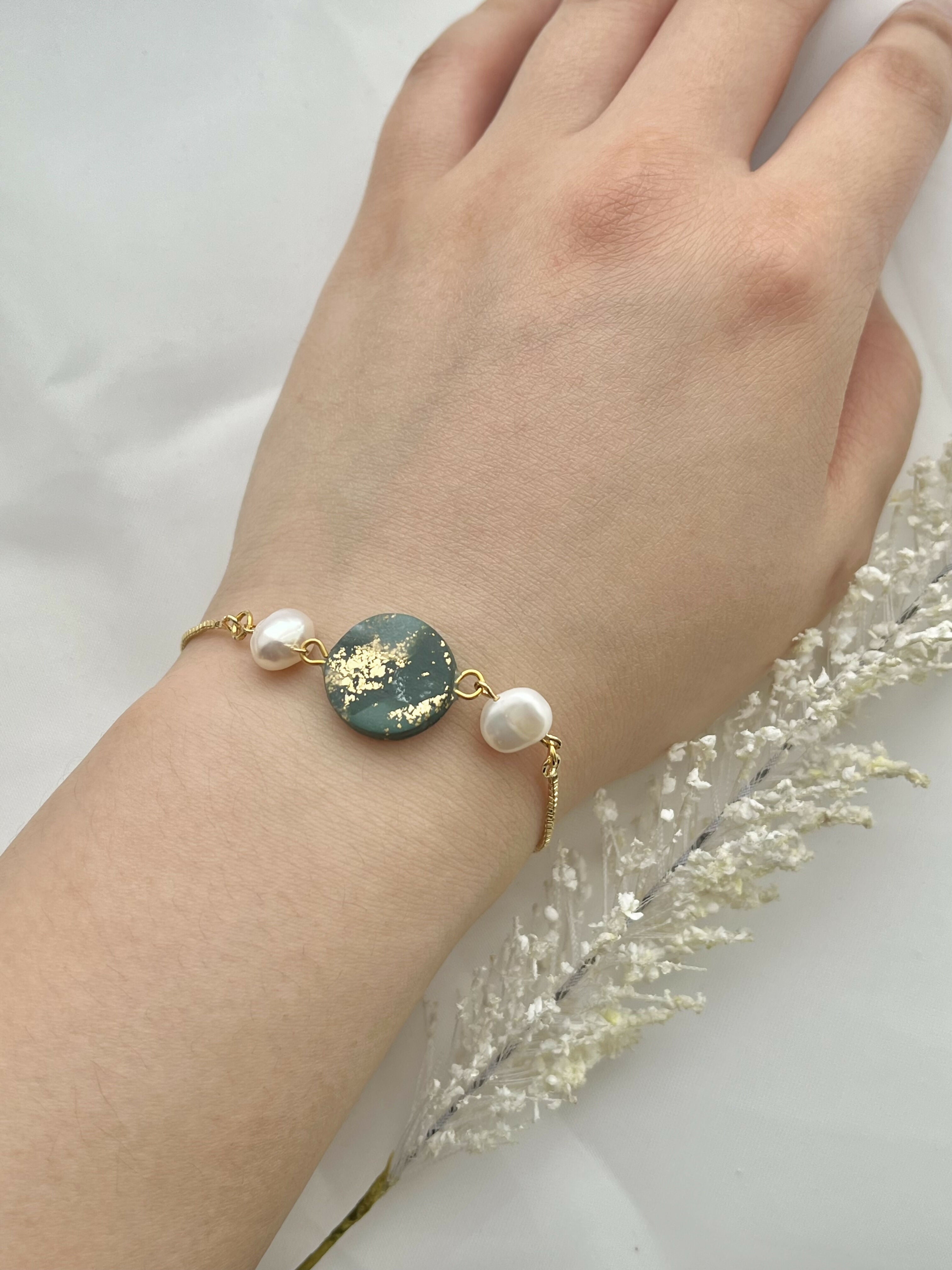Clay and Pearl Bracelets - Handmade Polymer Clay Bracelets
