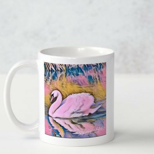 PINK SWAN DESIGNED MUG