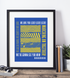 Leeds Utd Art Print MARCHING ON TOGETHER LYRICS Design in Blue