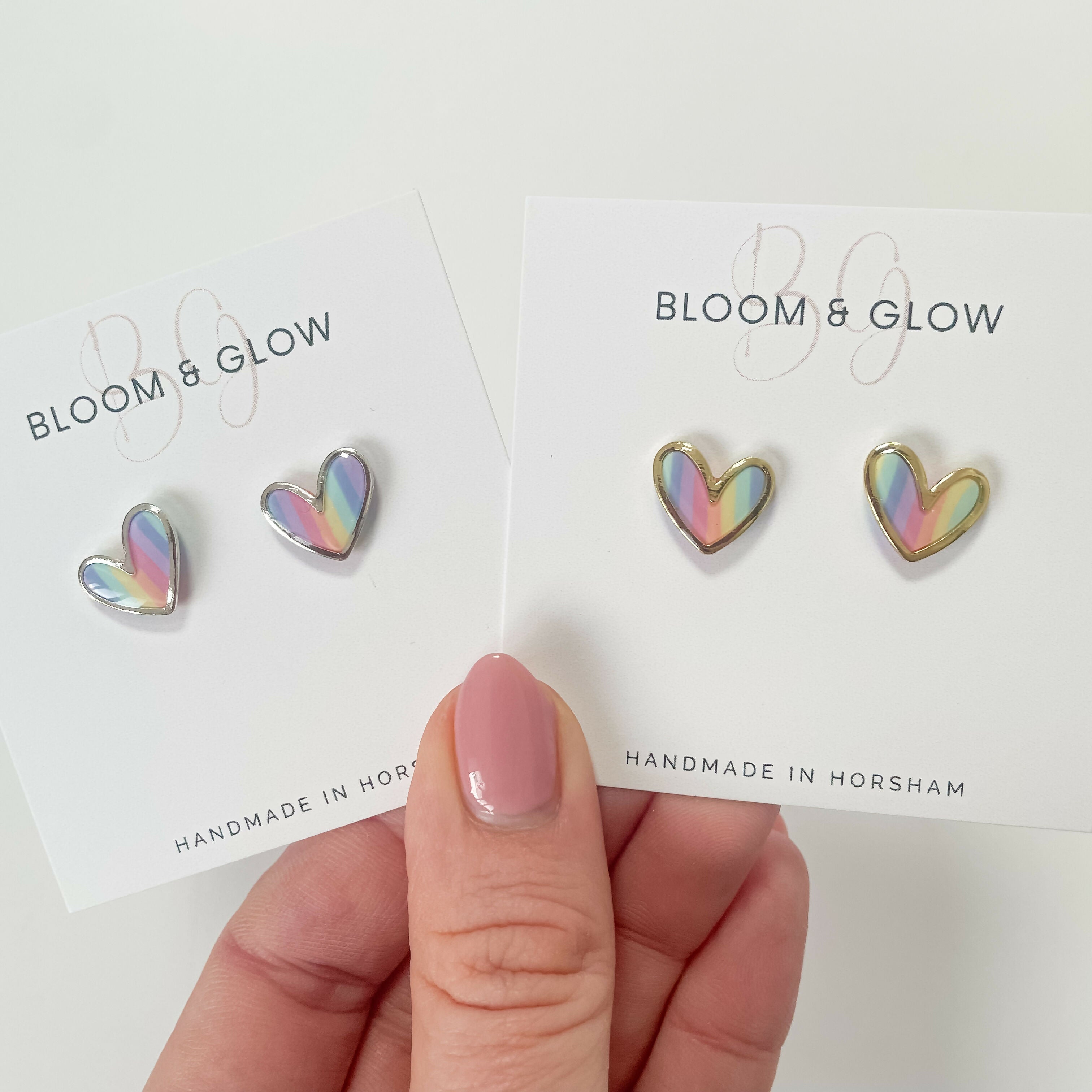 Pastel Rainbow Heart Studs - Handmade & Hypoallergenic | Art & Soul