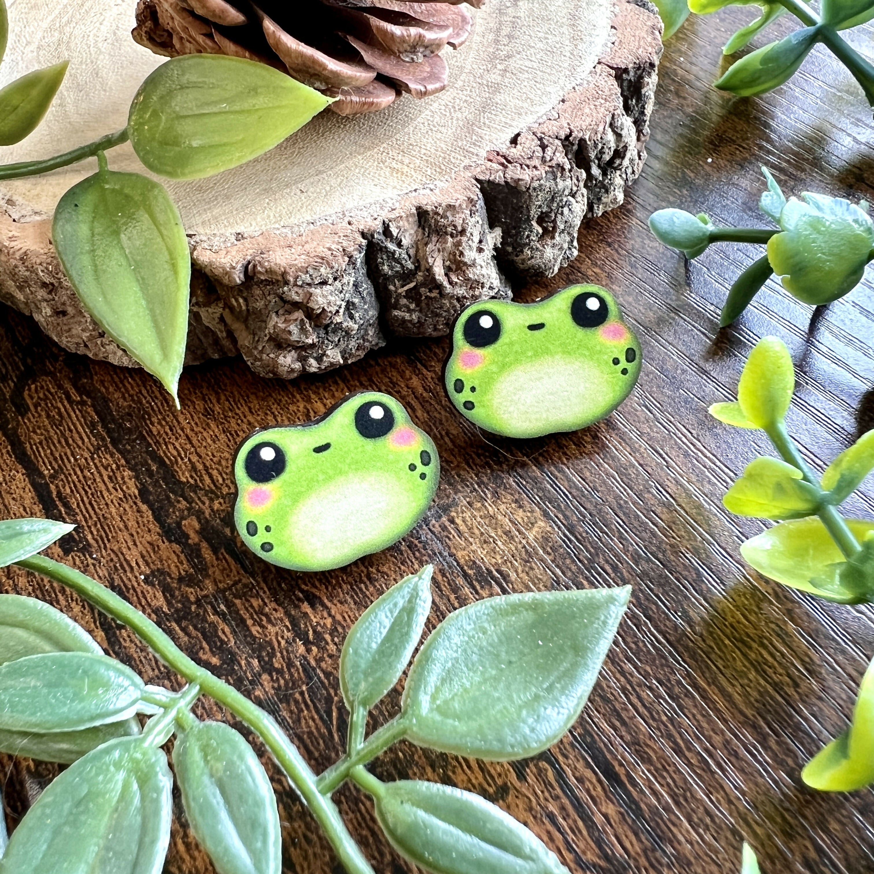 Algae the Frog Wooden Pin – Cute & Rustic Maple Pin | Art & Soul