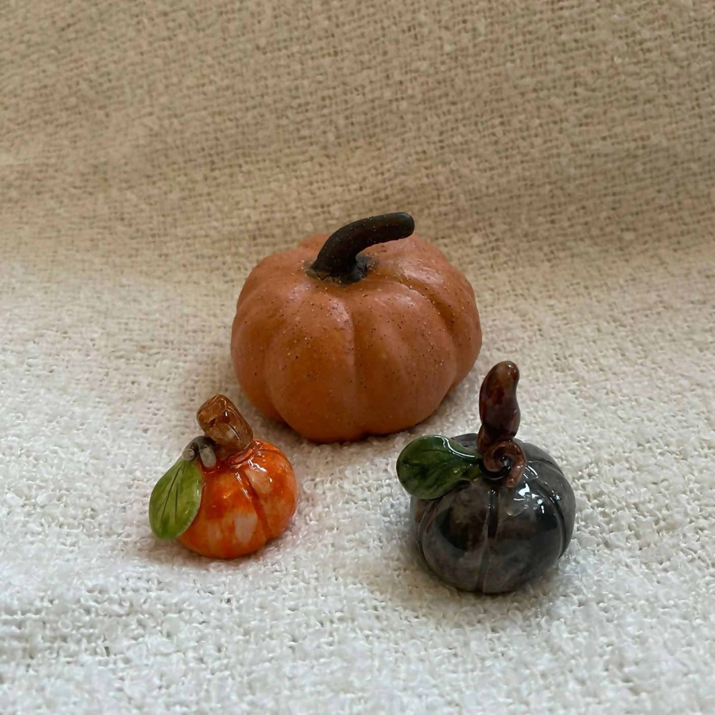 Set of 3 Handmade & Hand-Painted Pumpkins
