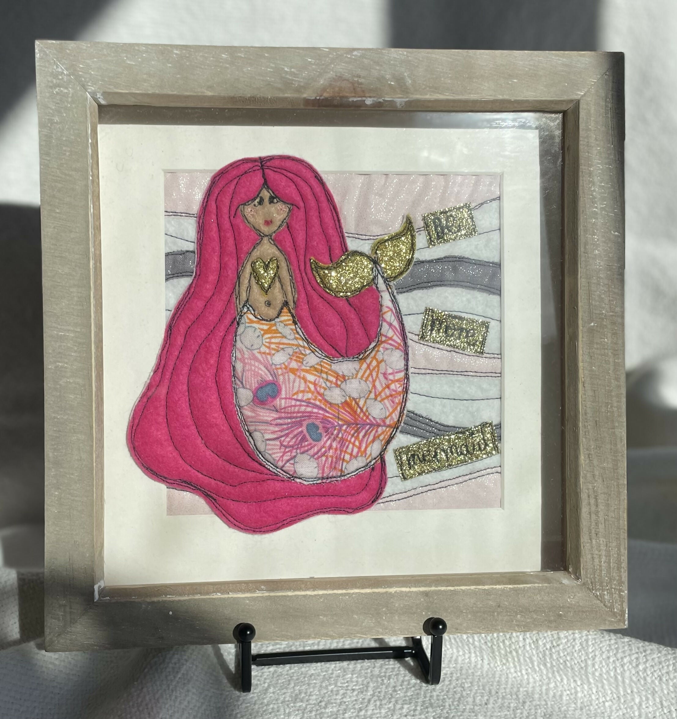 Mermaid Original Framed Textile Art