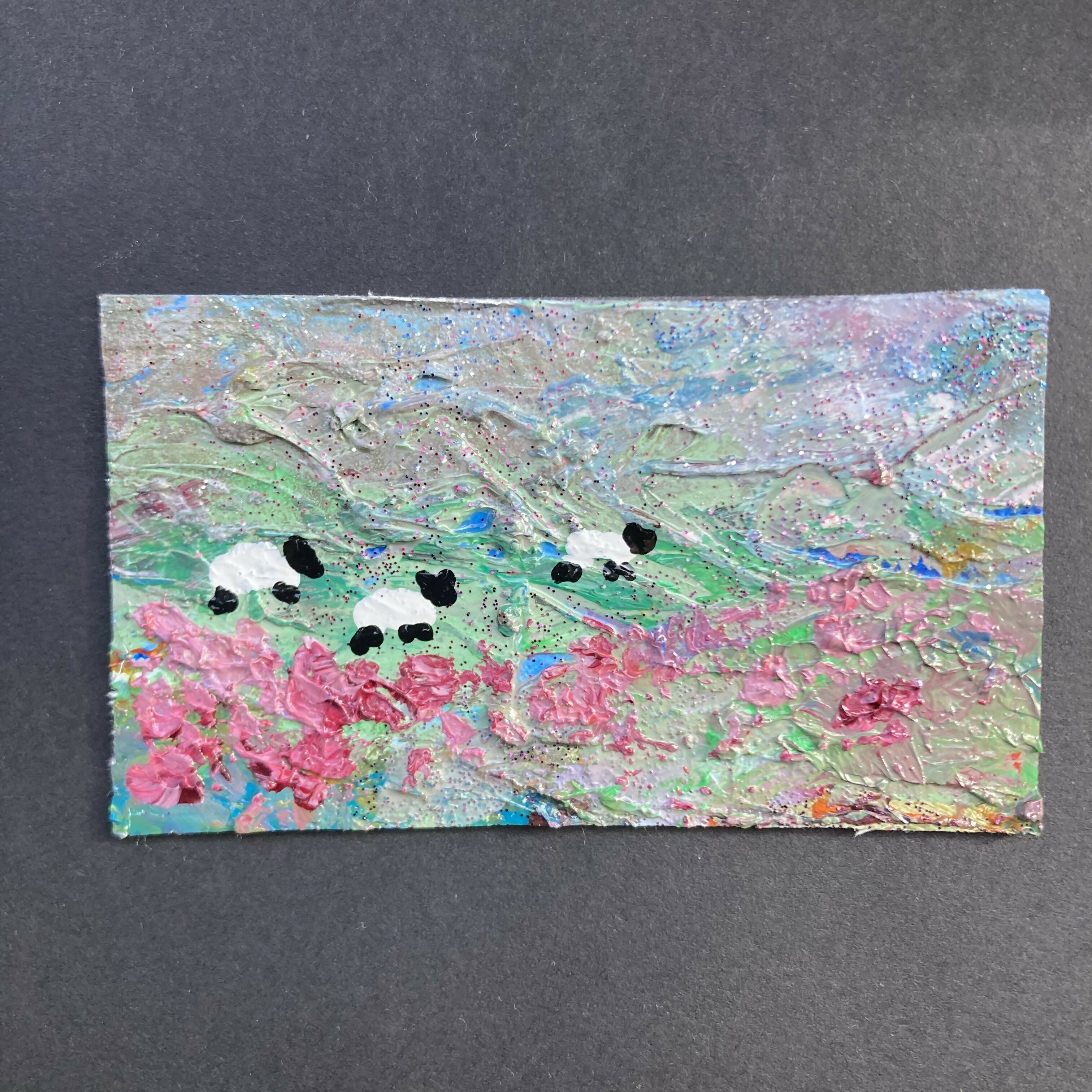 Sheep In Heather - Oil Painting Canvas Fridge Magnet