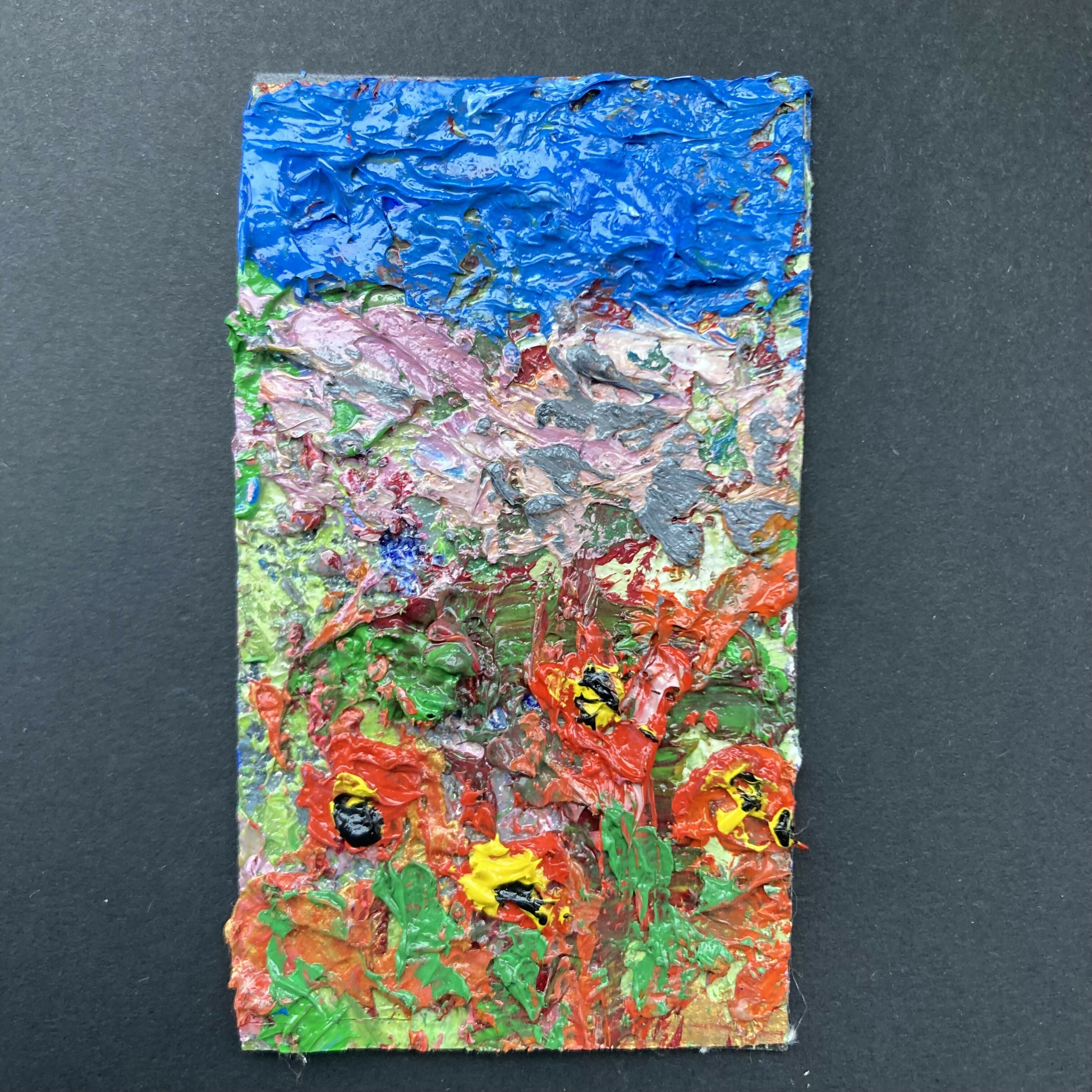 Abstract Poppies - Oil Painting Canvas Mini Fridge Magnet