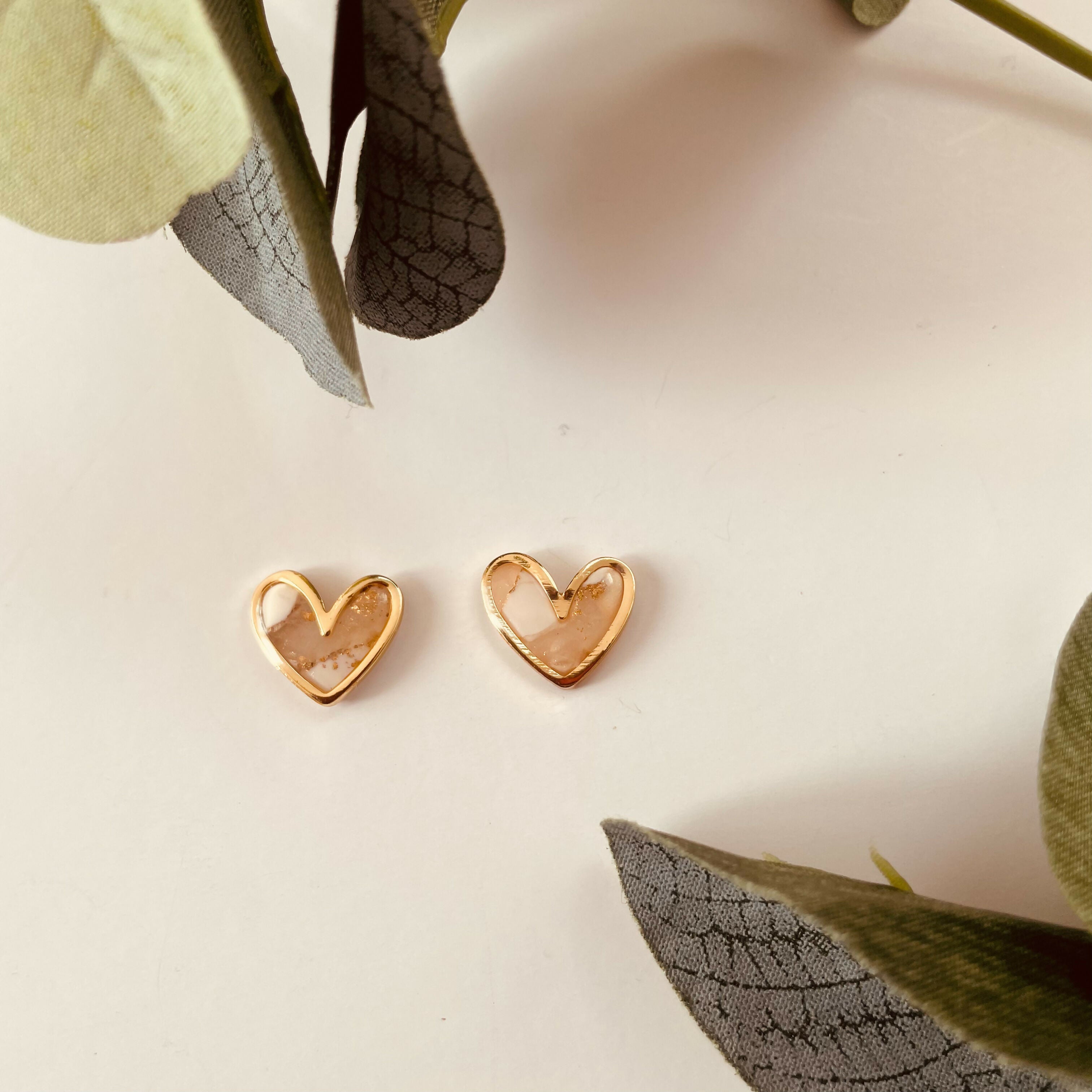 White and Gold Stud Earrings