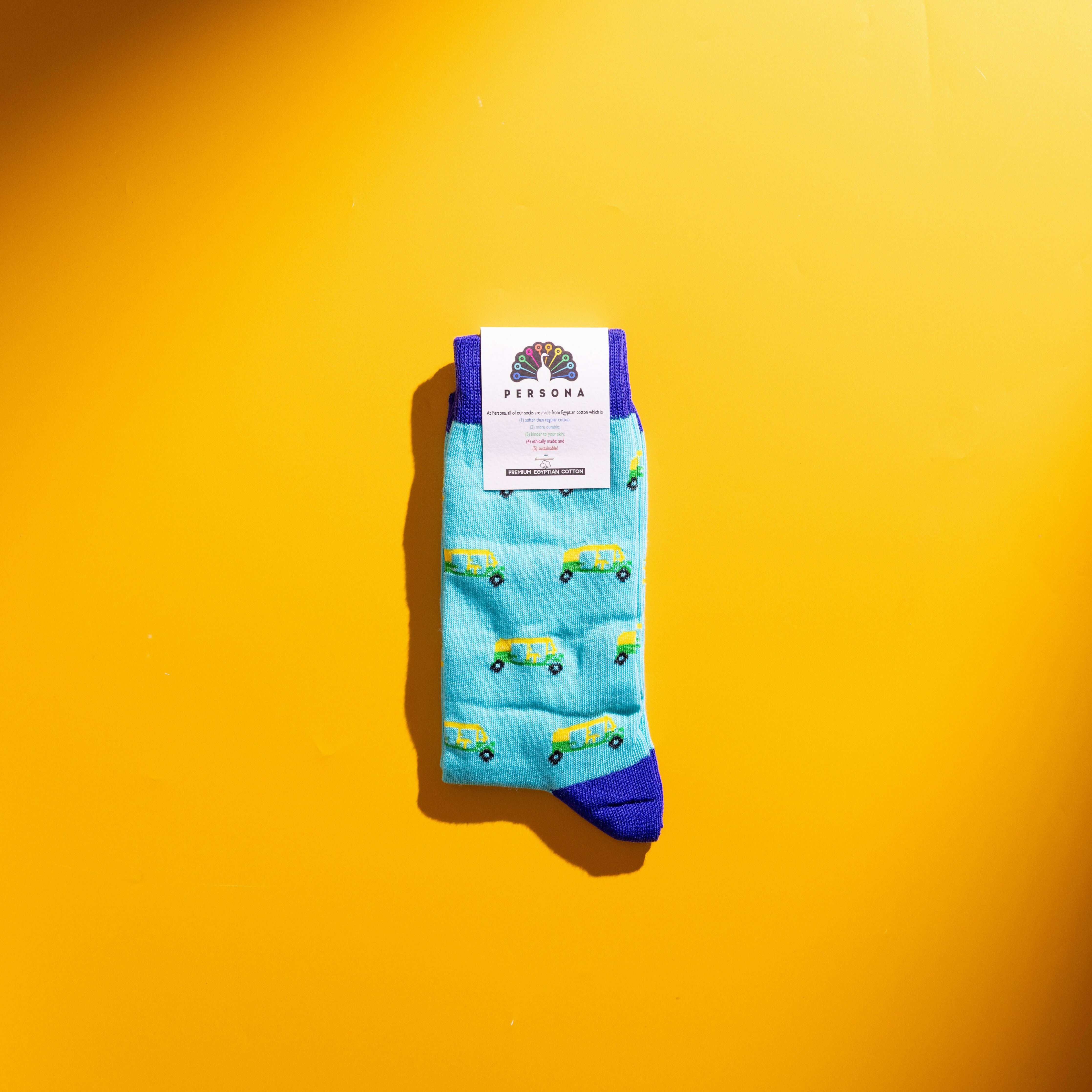 Persona Rickshaw Pattern Egyptian Cotton Men's Socks | UK 6.5 - 11