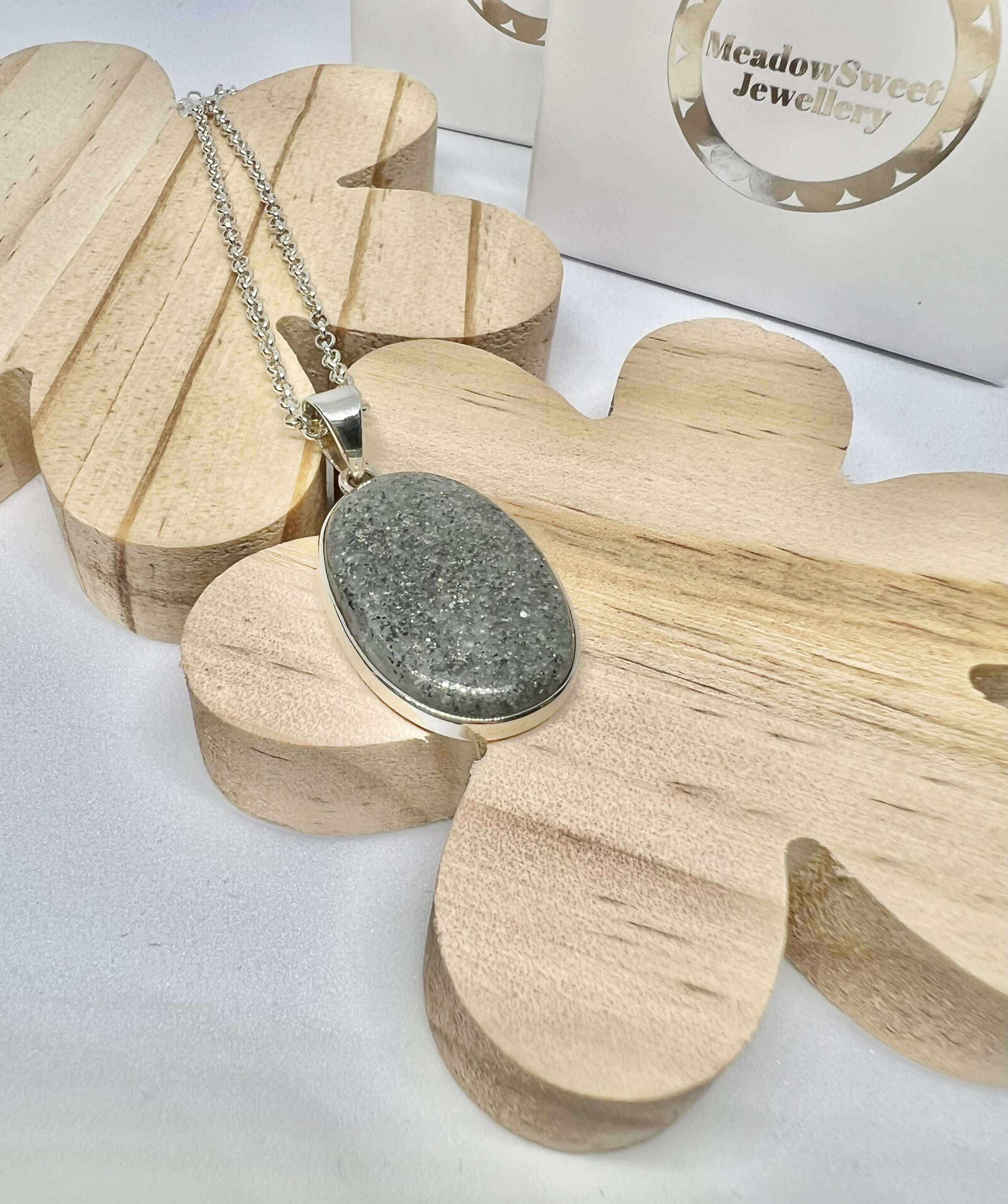 Specular hematite oval necklace