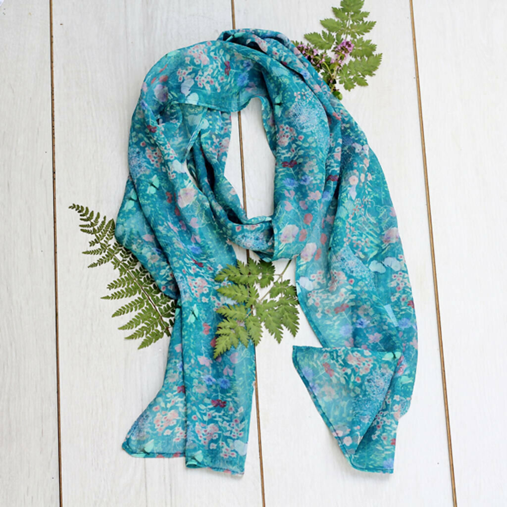 Long Chiffon Silk Scarf | Elegant Fashion Accessory | Art & Soul