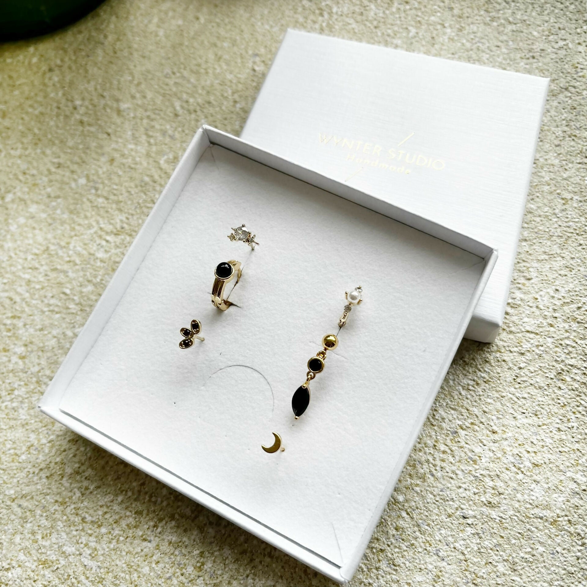 black earring stack