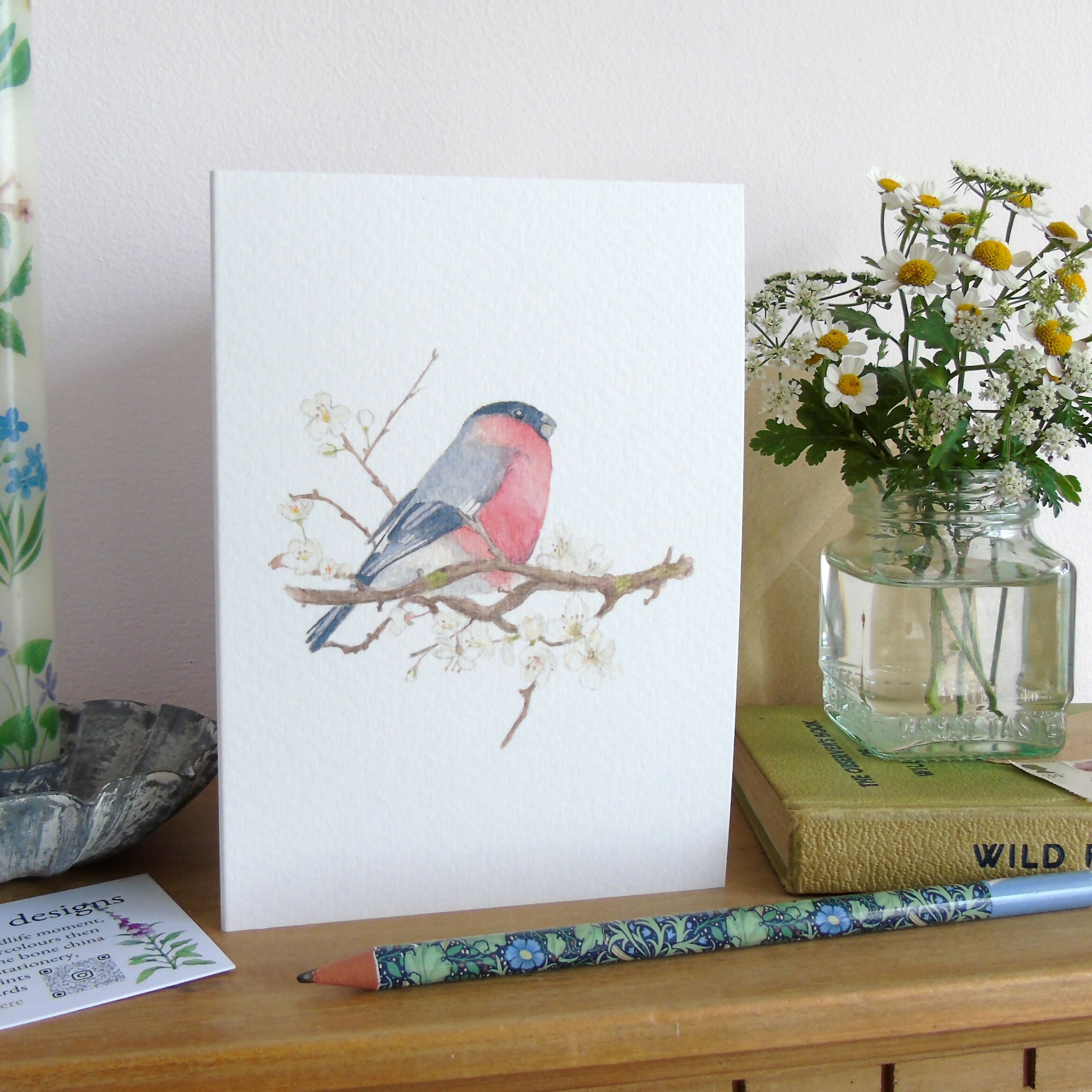 bullfinch watercolour card