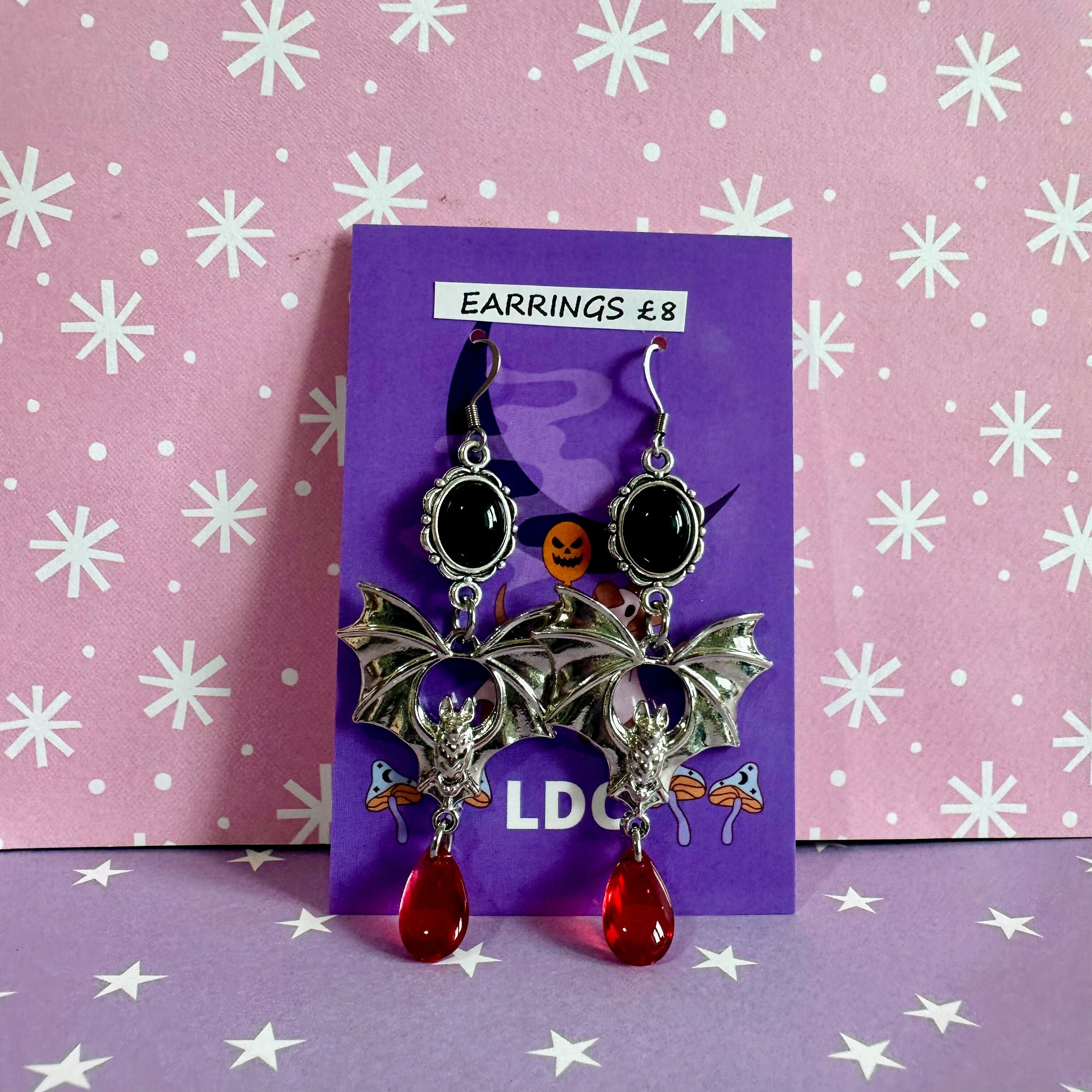 Vampire Bat Dangle Earrings