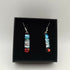Blue, Silver and Red Dichroic Glass Earrings
