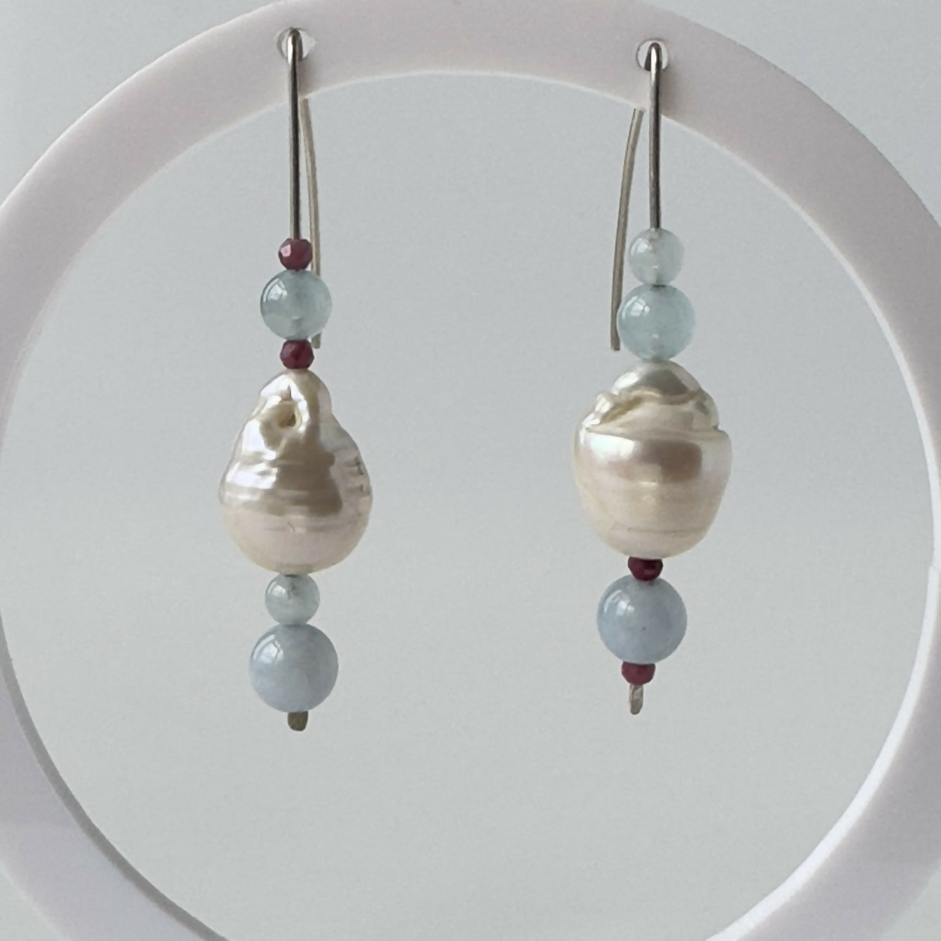 HEALING CRYSTAL & STERLING SILVER EARRINGS WITH BAROQUE PEARLS TO HELP WITH COURAGE
