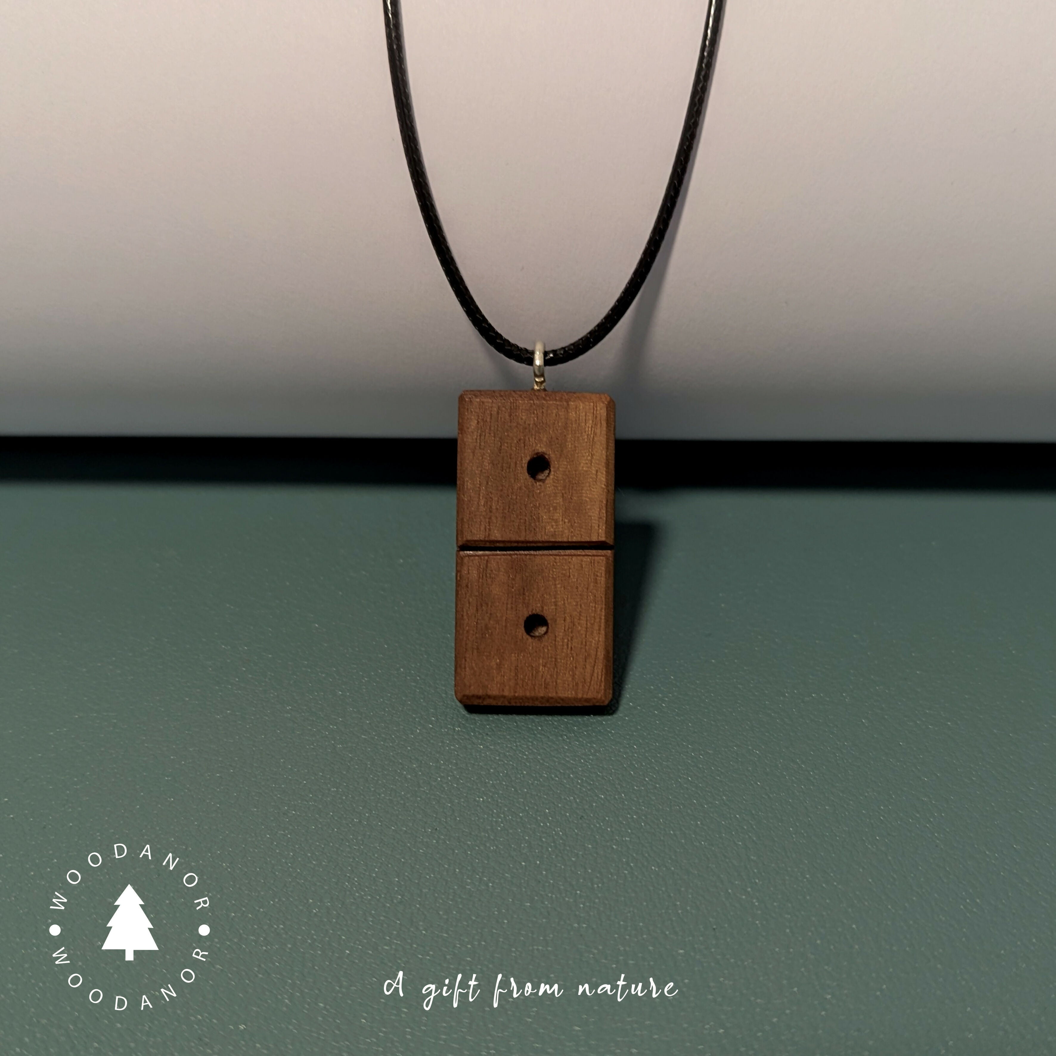 Handcrafted Domino-Inspired Wooden Pendant