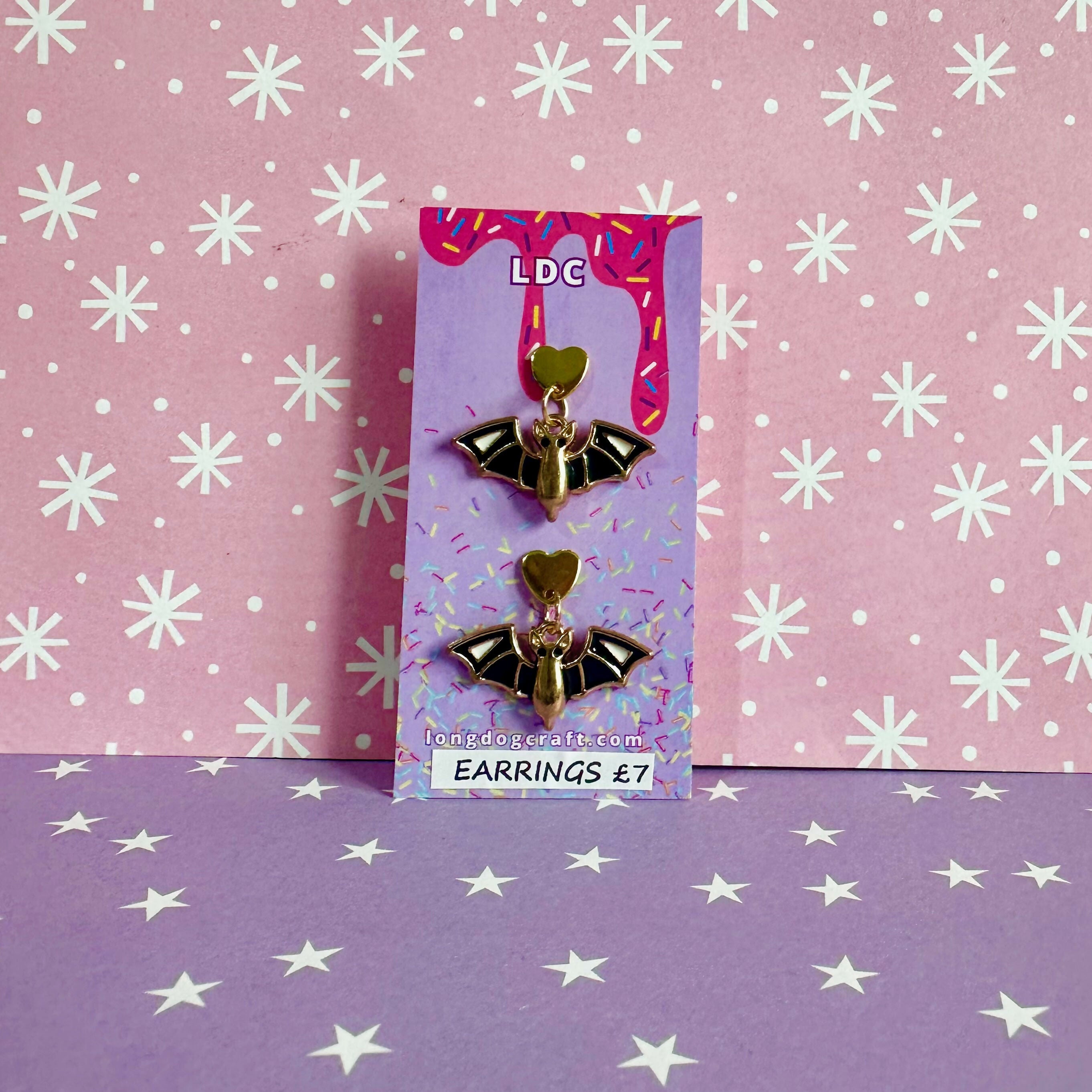 Bat Drop Stud Earrings