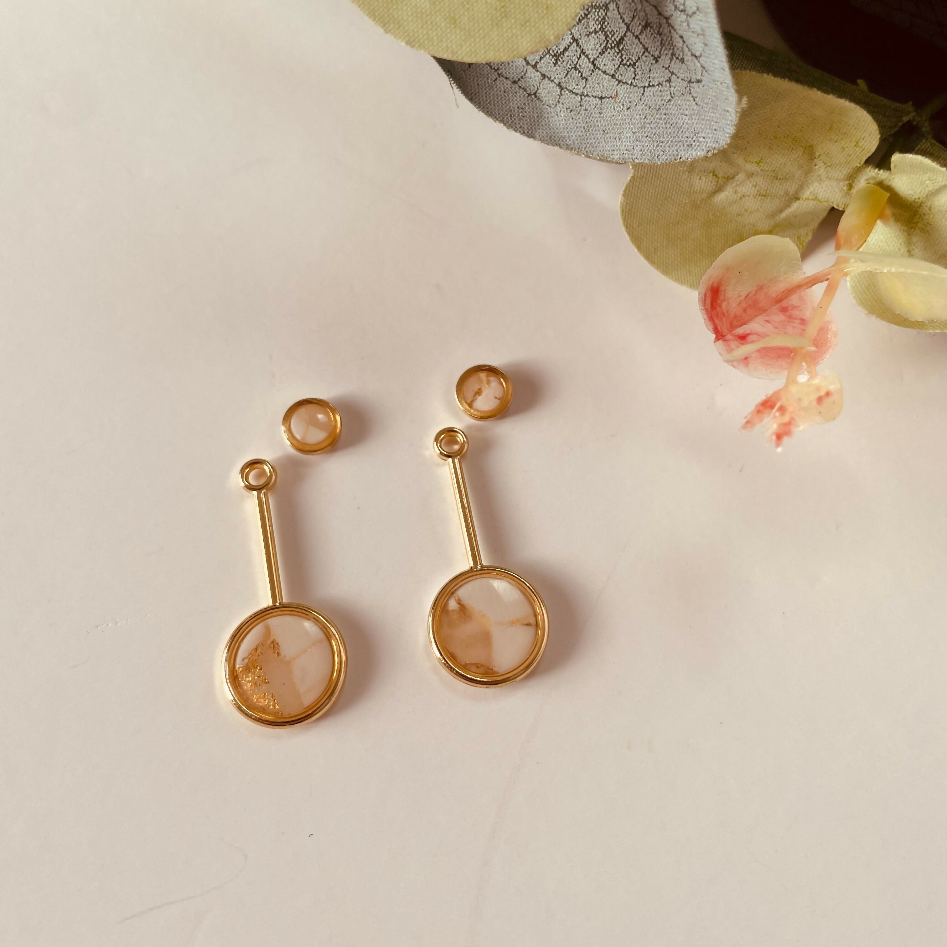 Double Circle 2 in 1 Drop Earrings