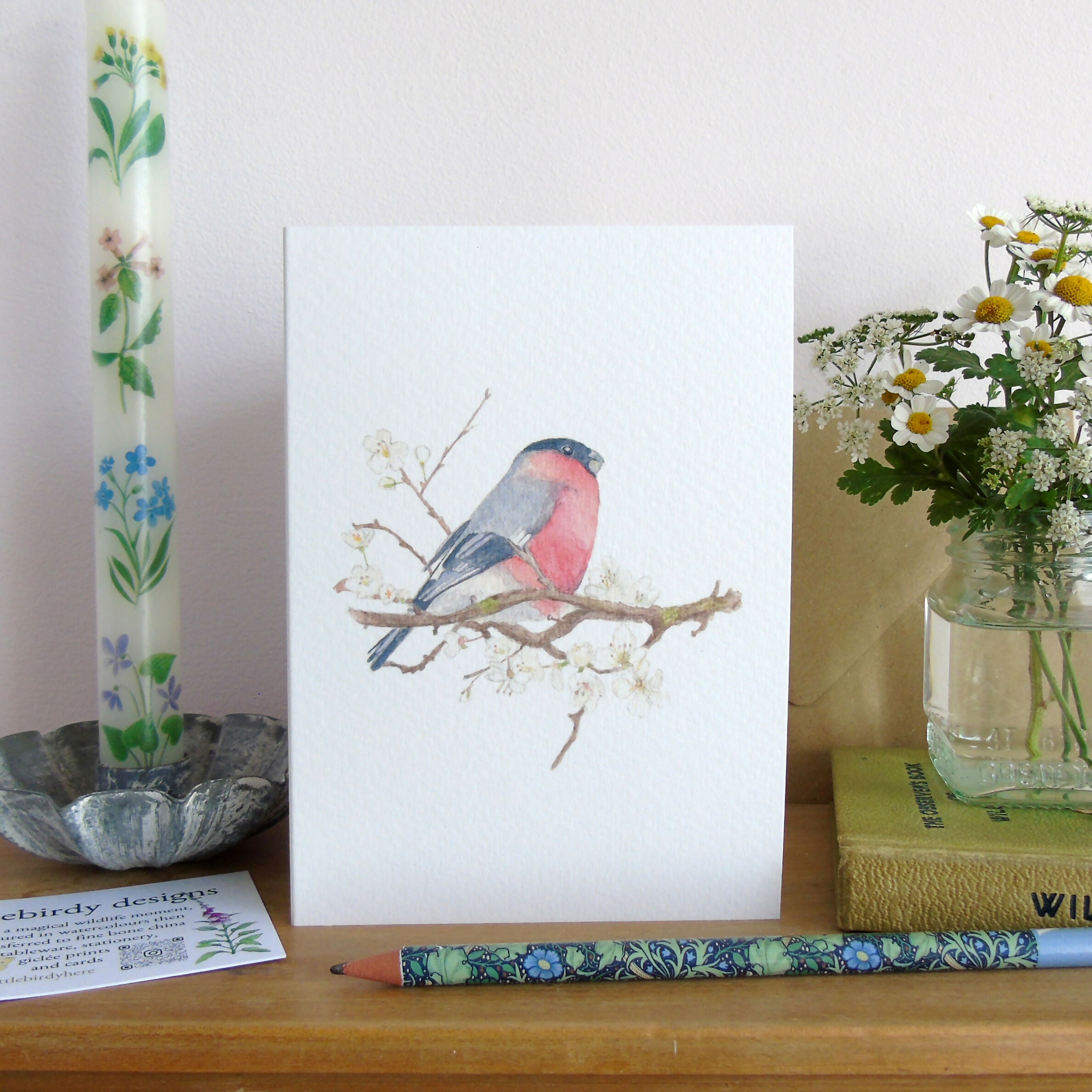 bullfinch and blossom card