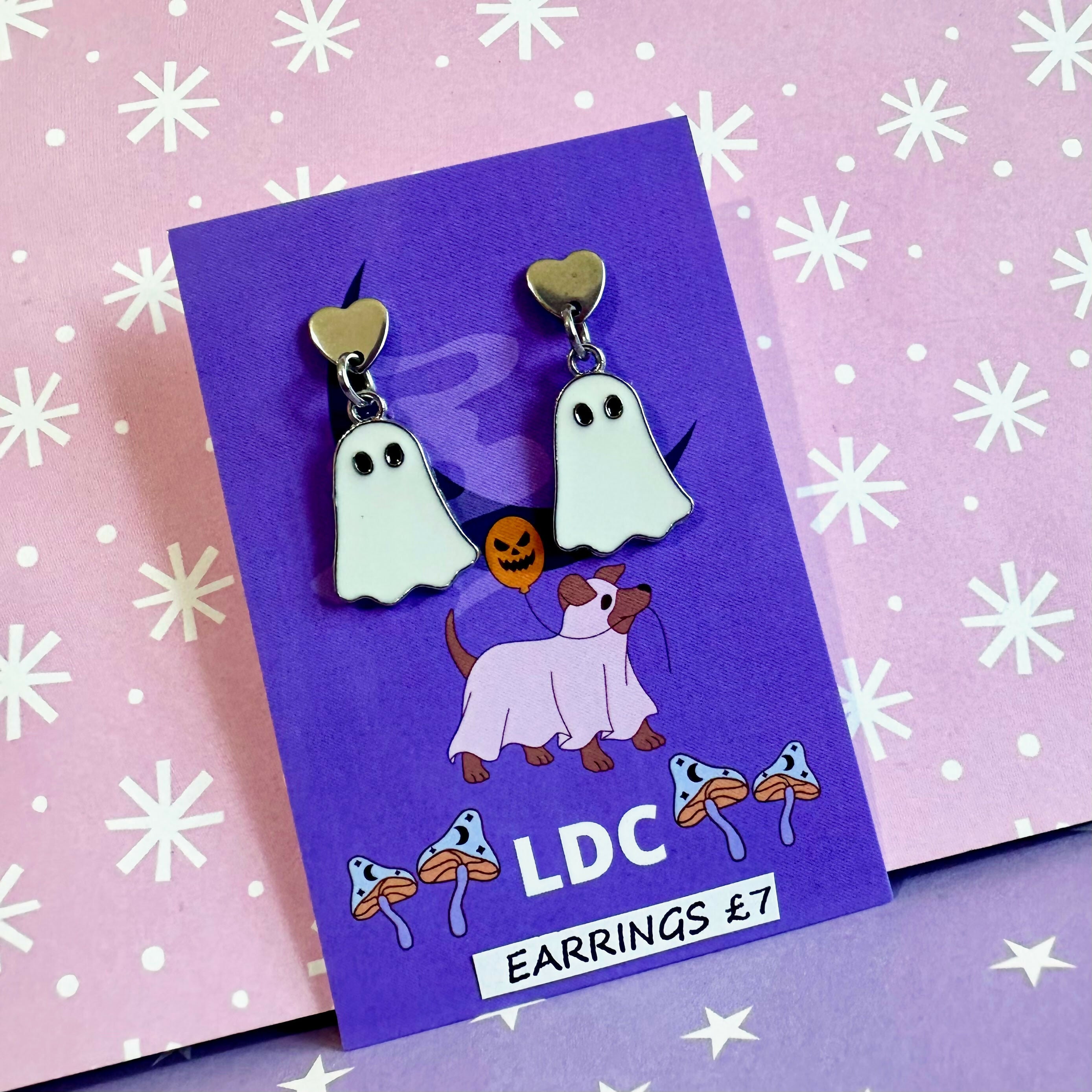 Ghost Drop Stud Earrings