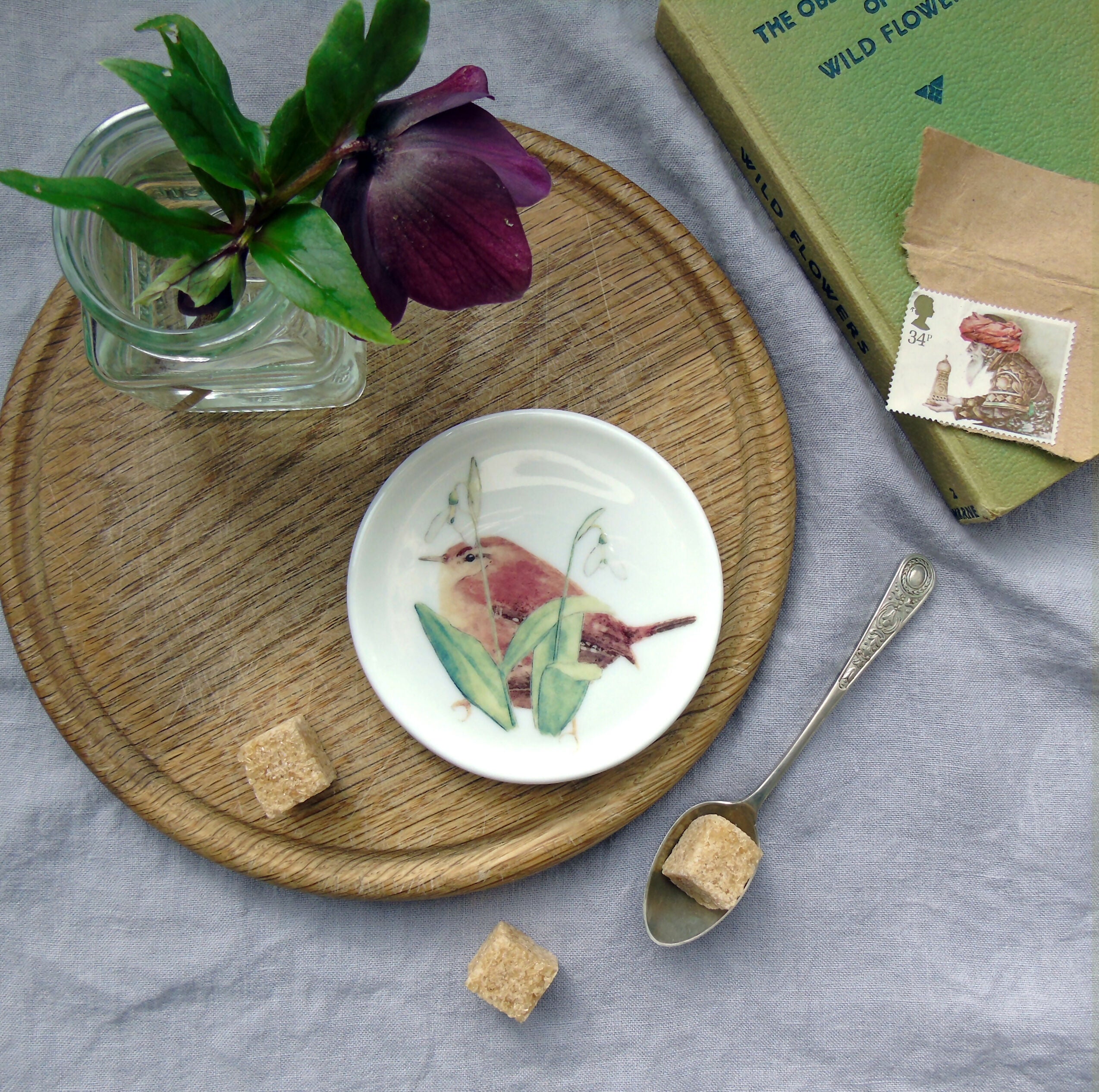 wren and snowdrop coaster