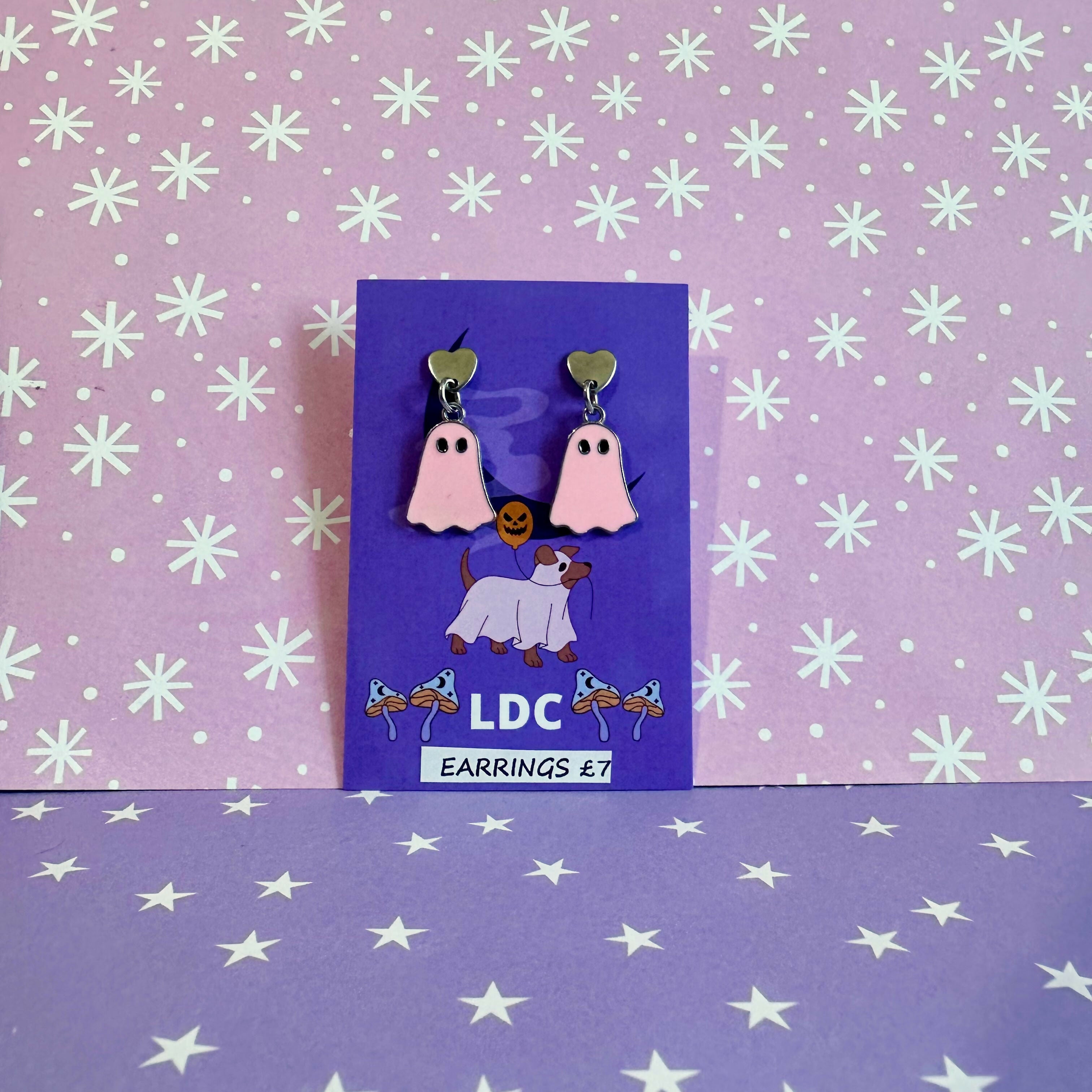 Ghost Drop Stud Earrings